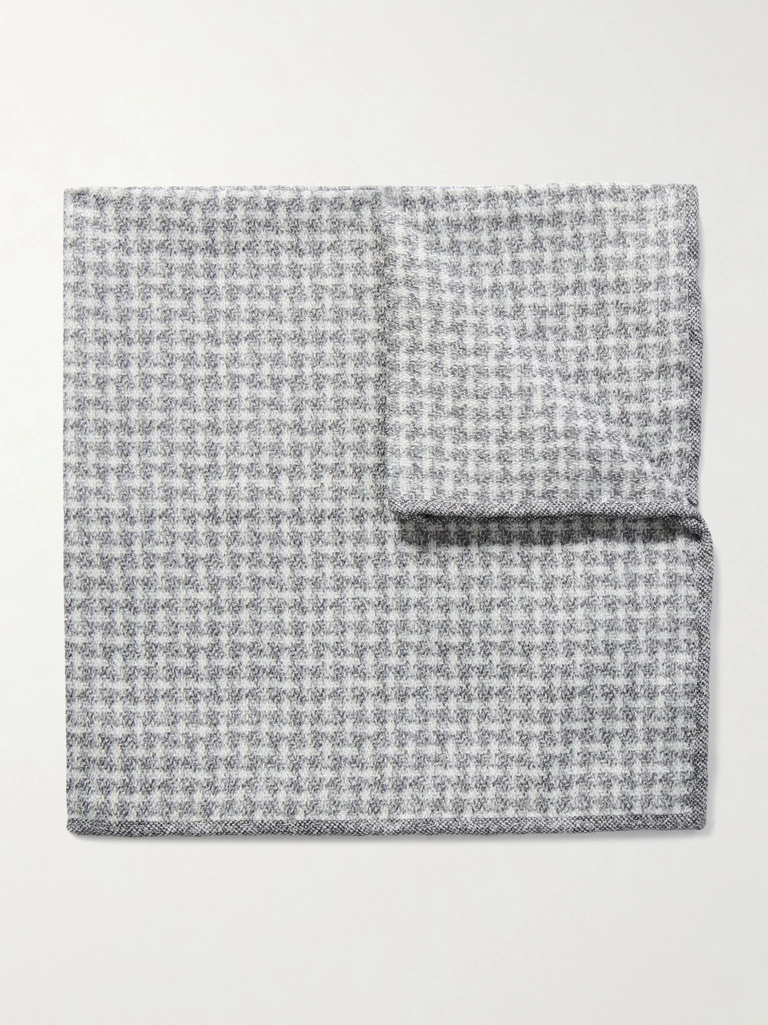 Checked Silk-Jacquard Pocket Square Gray - 1