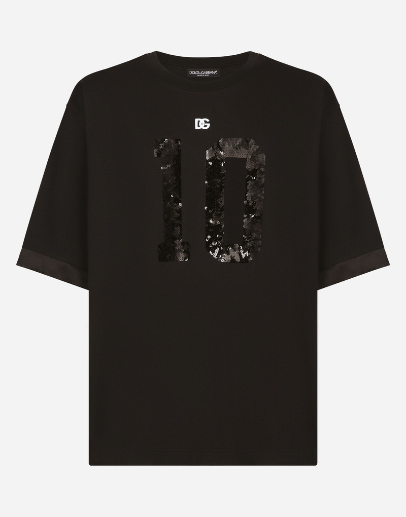 Short-sleeved T-shirt with sequin embellishment 1