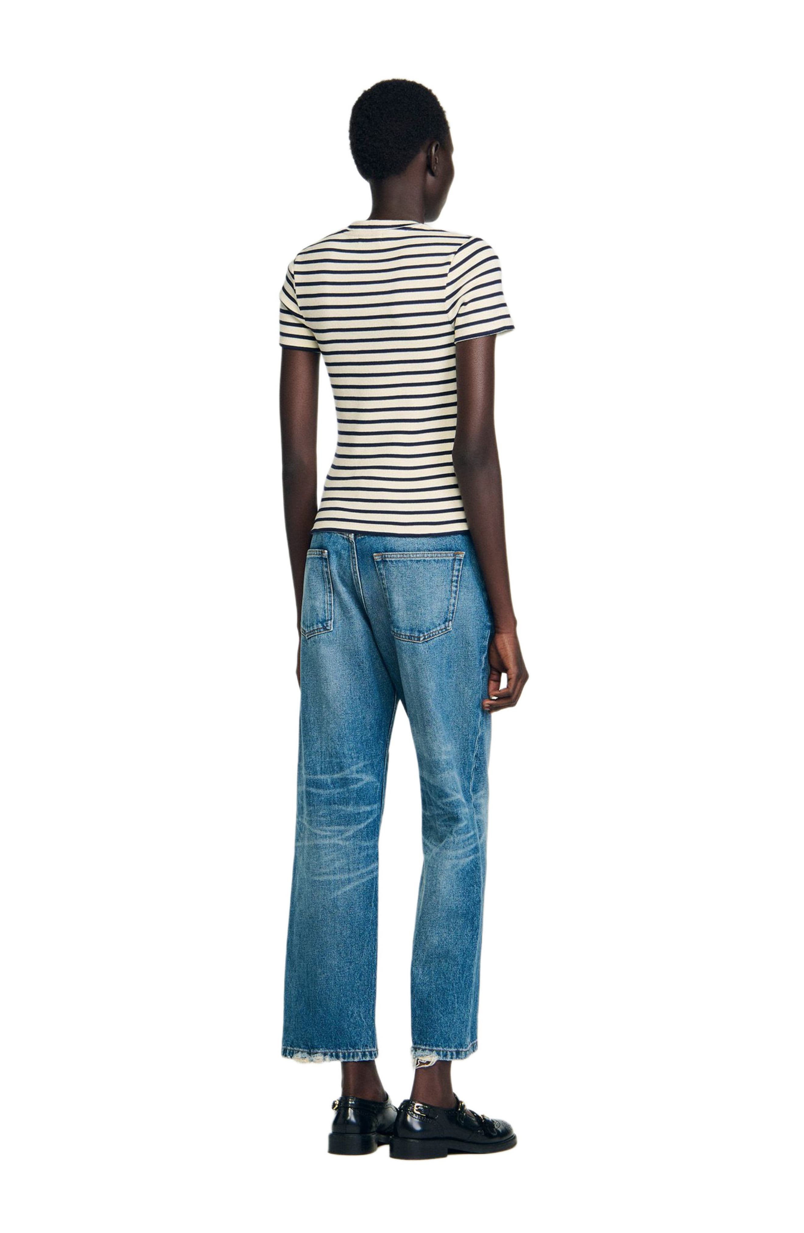 SANDRO Rhinestone heart T-shirt in Ecru at Nordstrom - 2