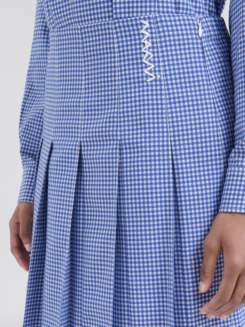 BLUE AND WHITE WOOL BLEND PLEATED SKIRT - 4