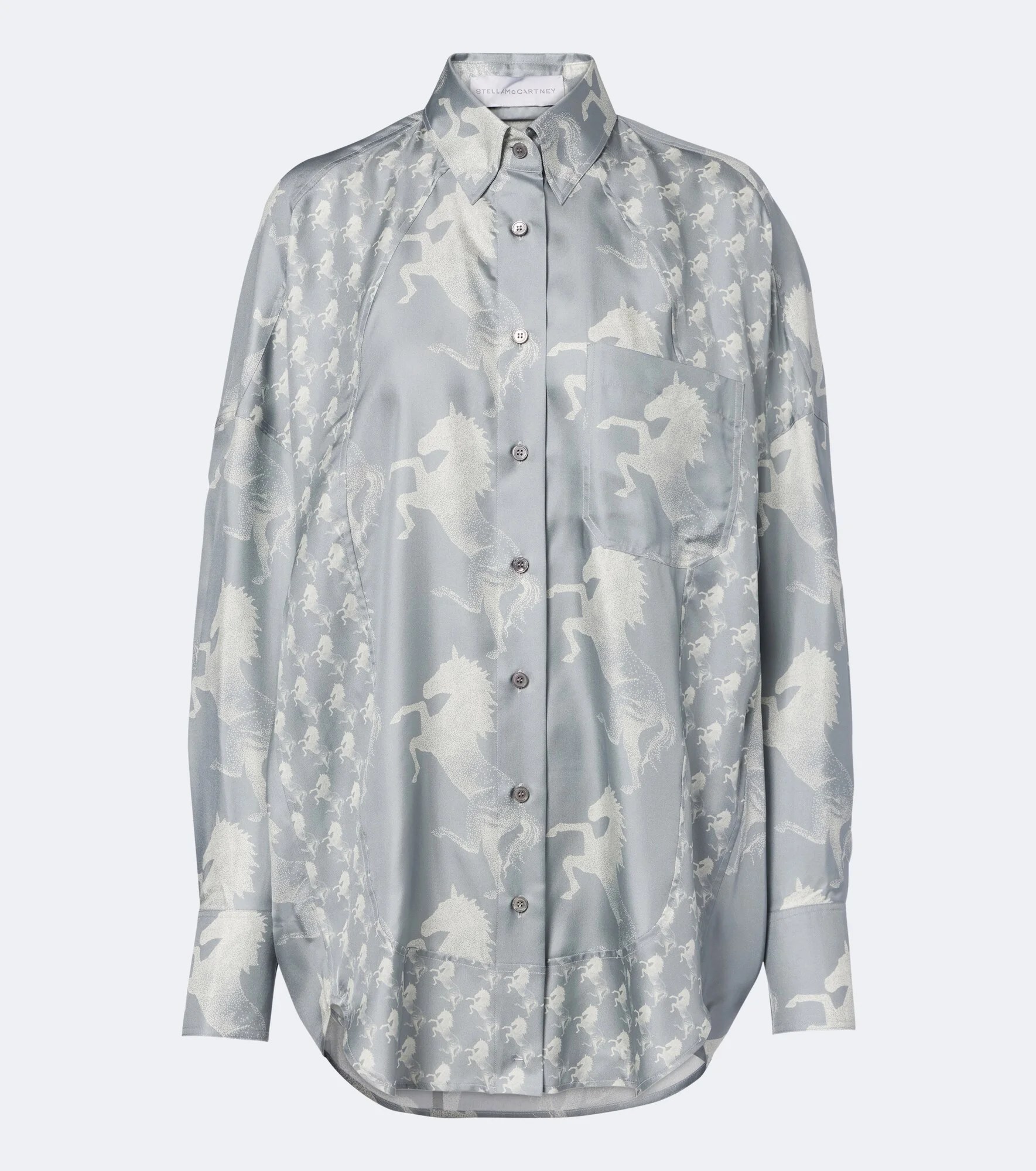Printed silk satin shirt - 1