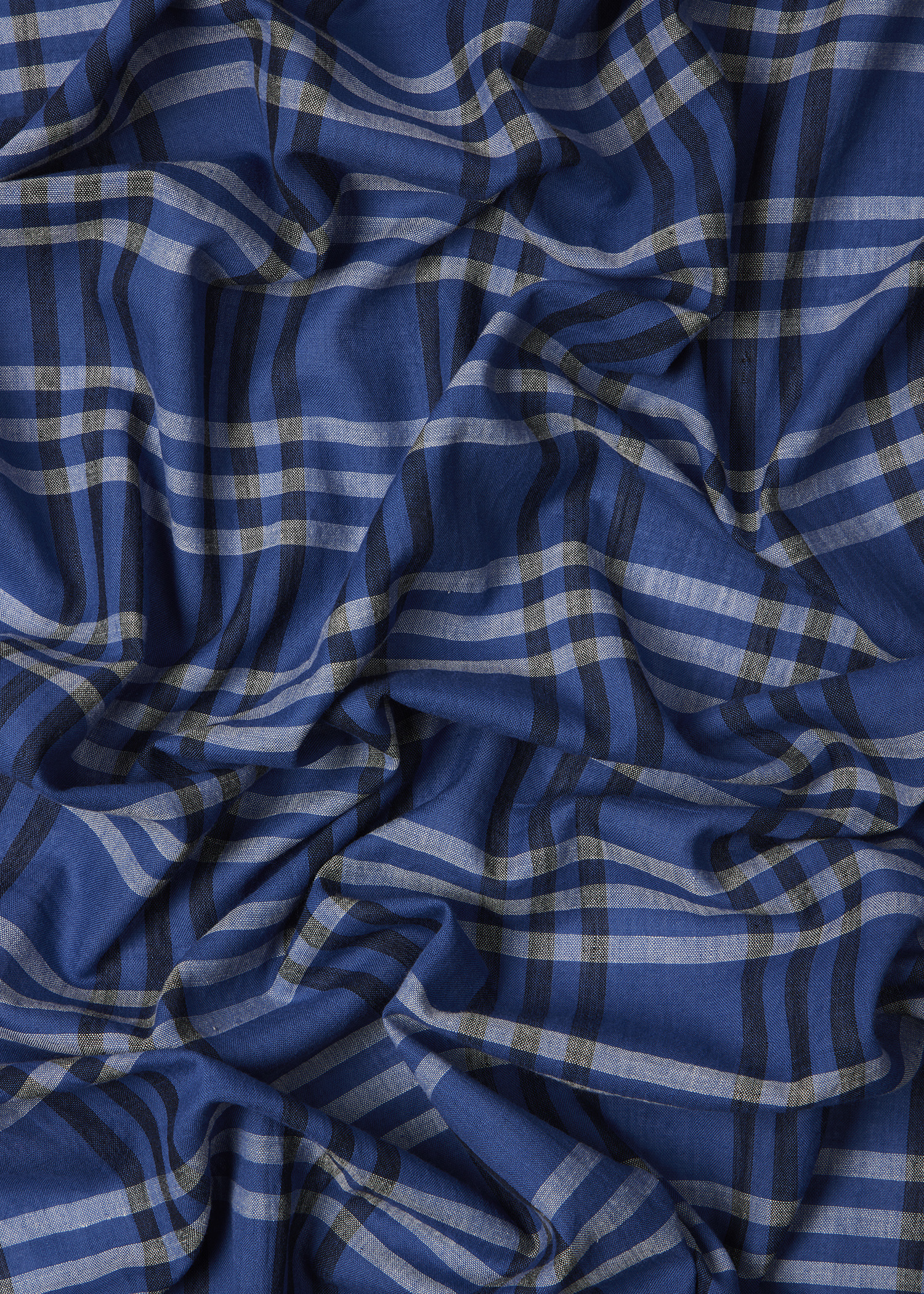 Blue 'Signature Stripe' Check Scarf - 4
