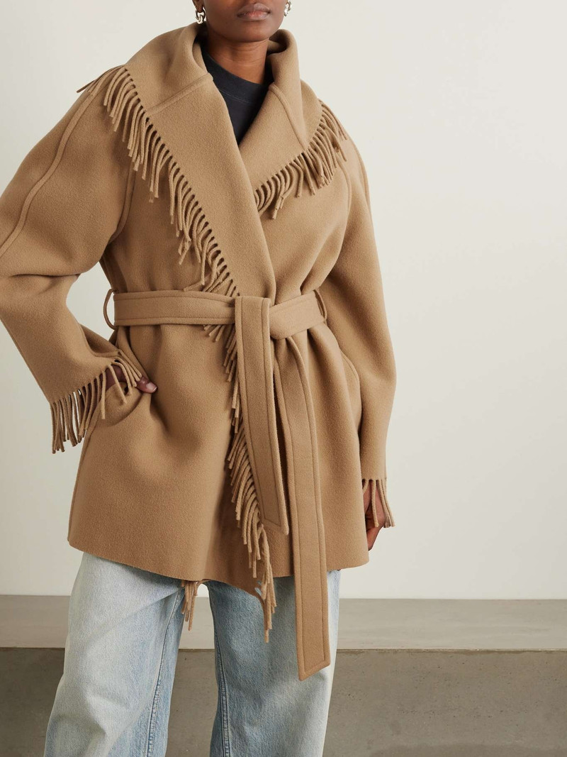 Belted fringed wool jacket 3
