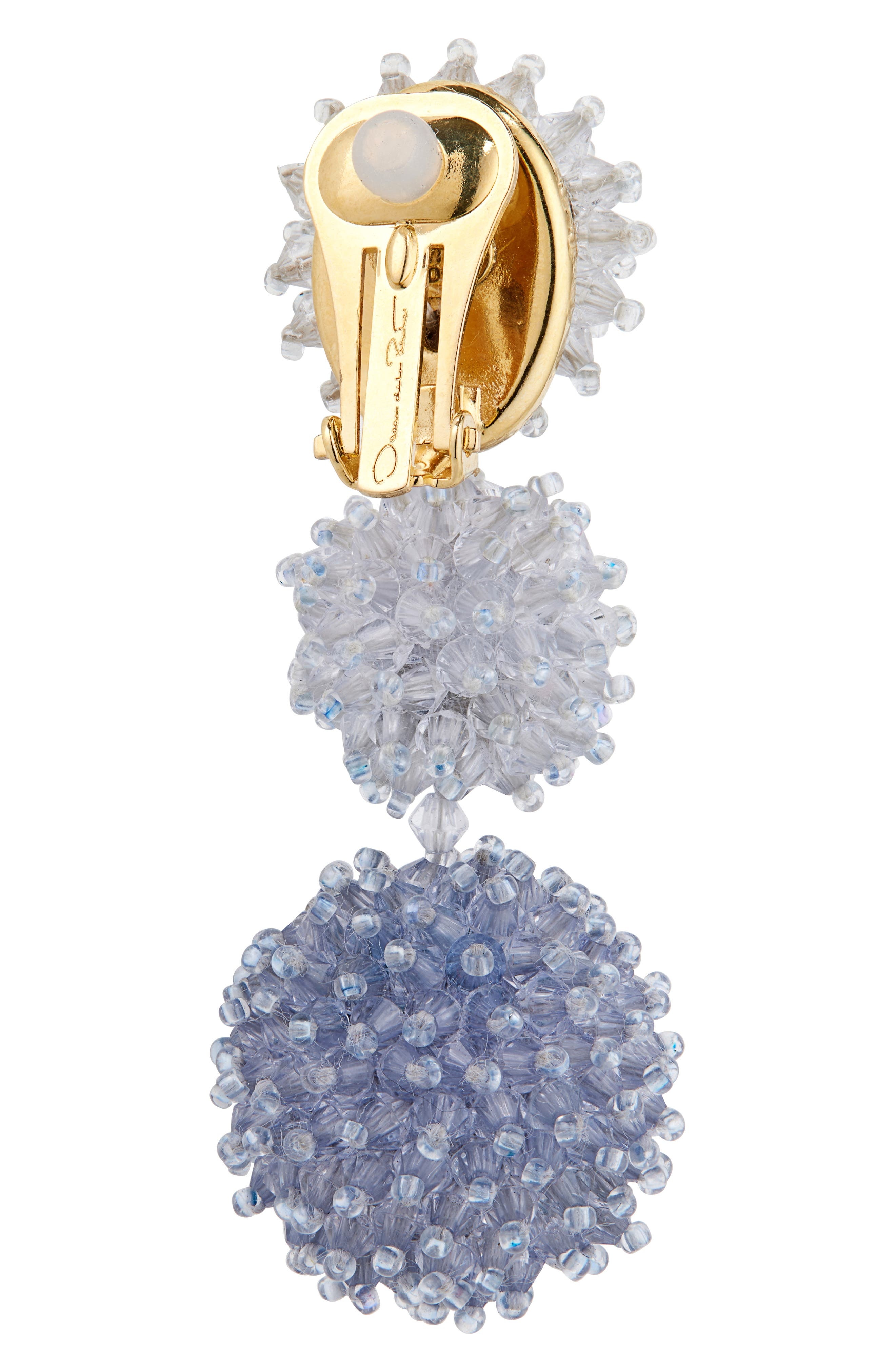 Oscar de la Renta Triple Pompom Beaded Drop Earrings in Blue Multi at Nordstrom - 4