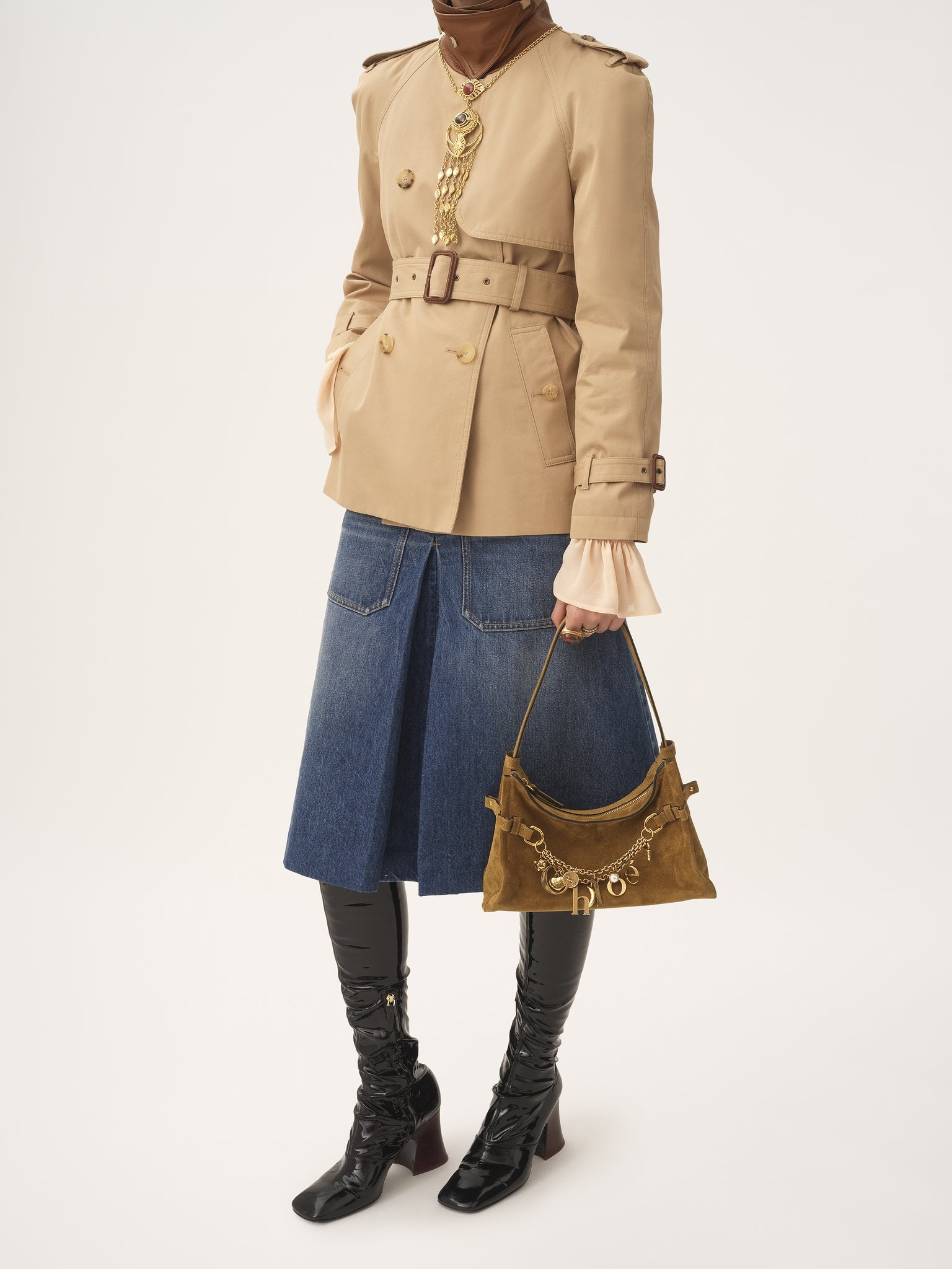 CHLOÉ CHARMS HOBO BAG IN SUEDE LEATHER - 6