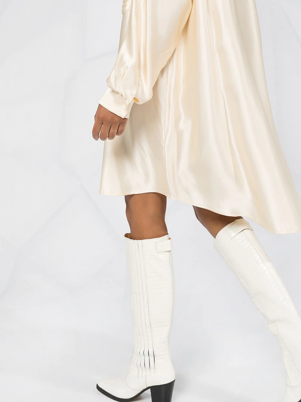 long-sleeve shirt dress - 1