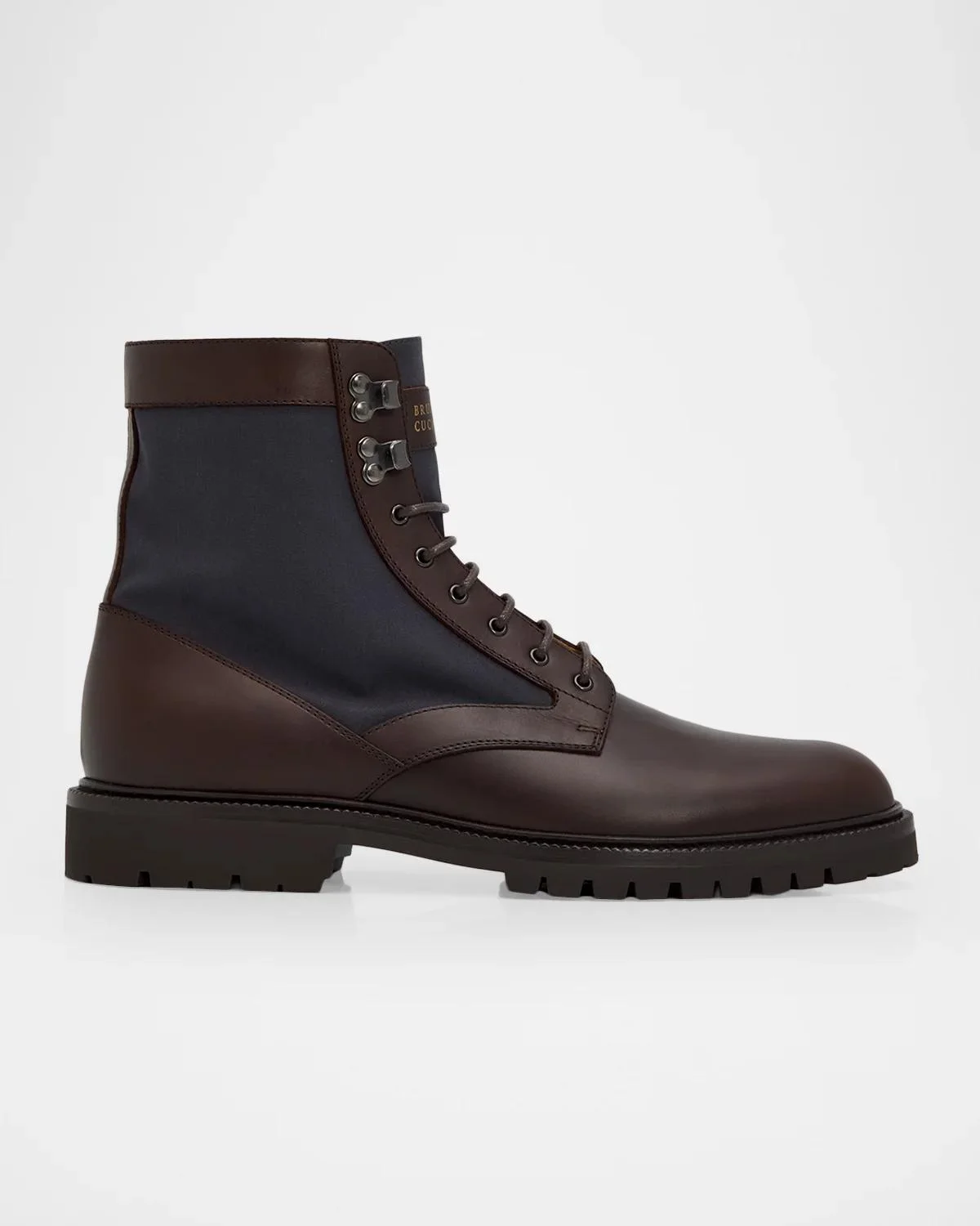 Men's Leather and Textile Lace-Up Boots - 1
