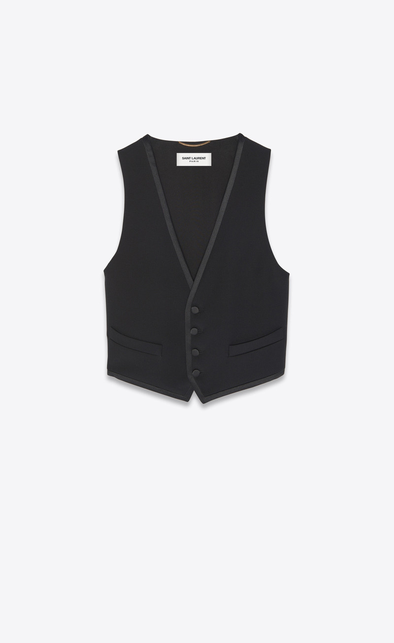 short tuxedo vest in grain de poudre saint laurent - 1