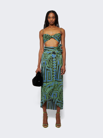 Johanna Ortiz Dialecto Tropical Wrap Skirt Black And Neon Green outlook