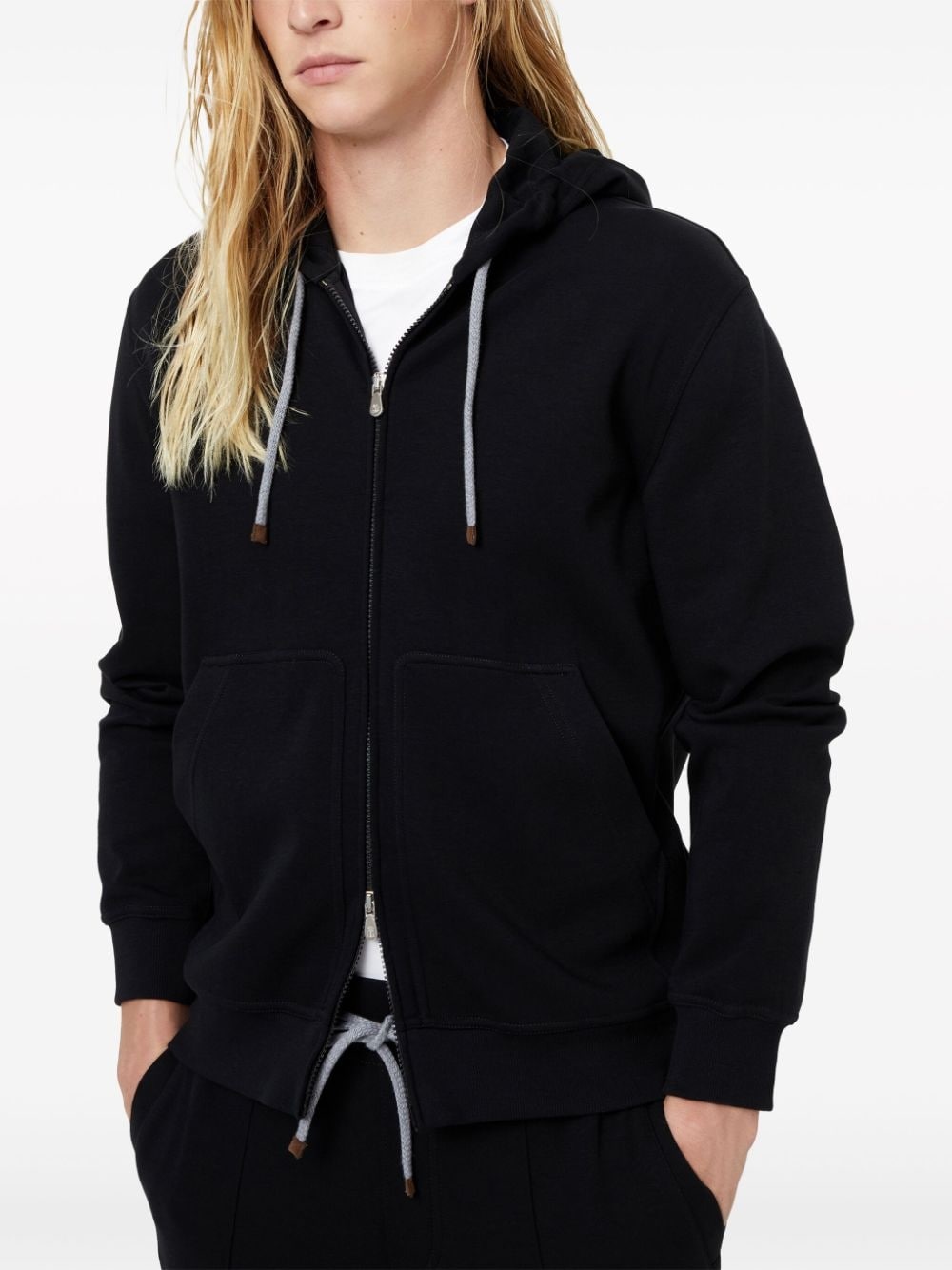 zip-front drawstring hoodie - 3