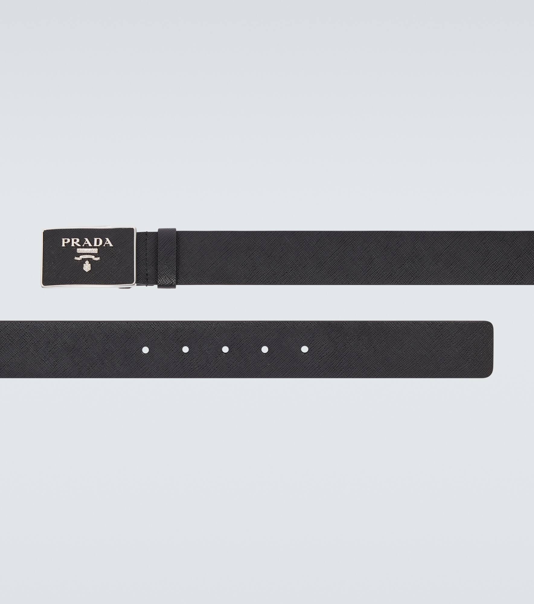 Saffiano leather logo belt - 4