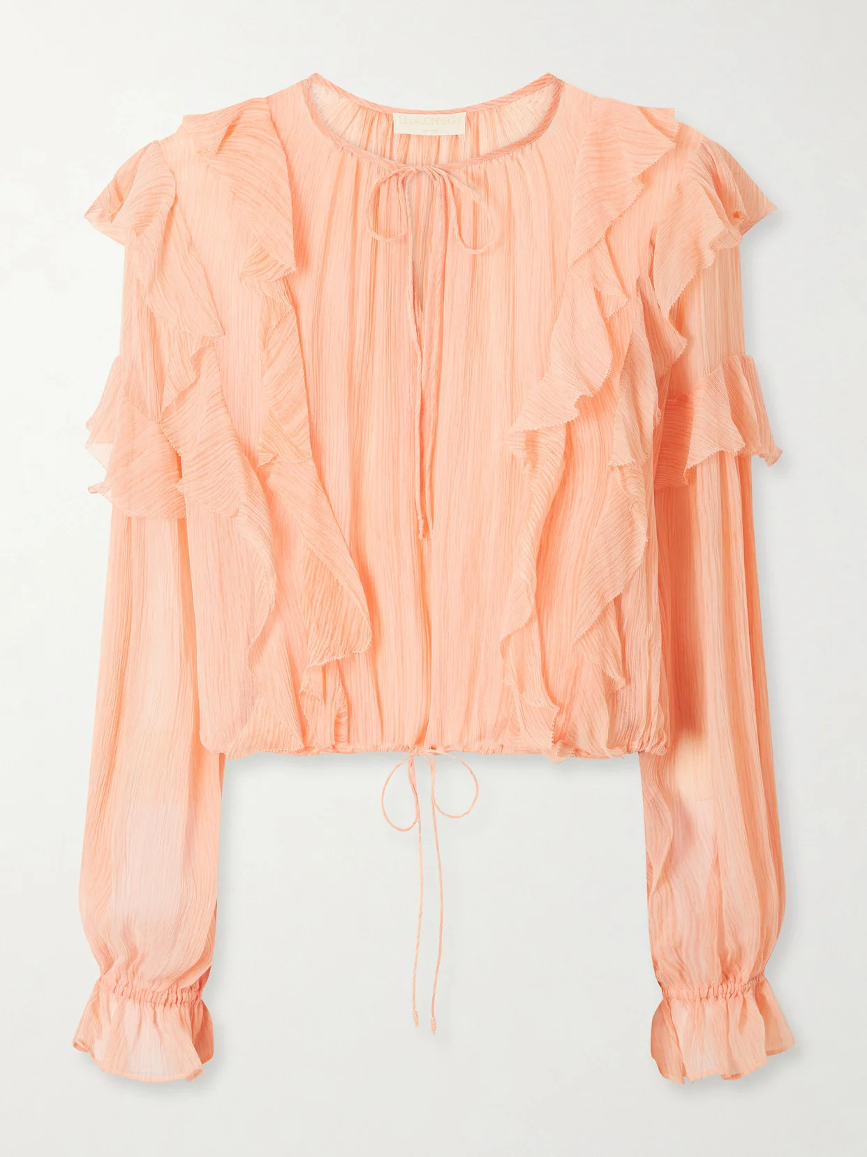 Delfina Cropped Ruffled Silk-crepon Blouse - 1