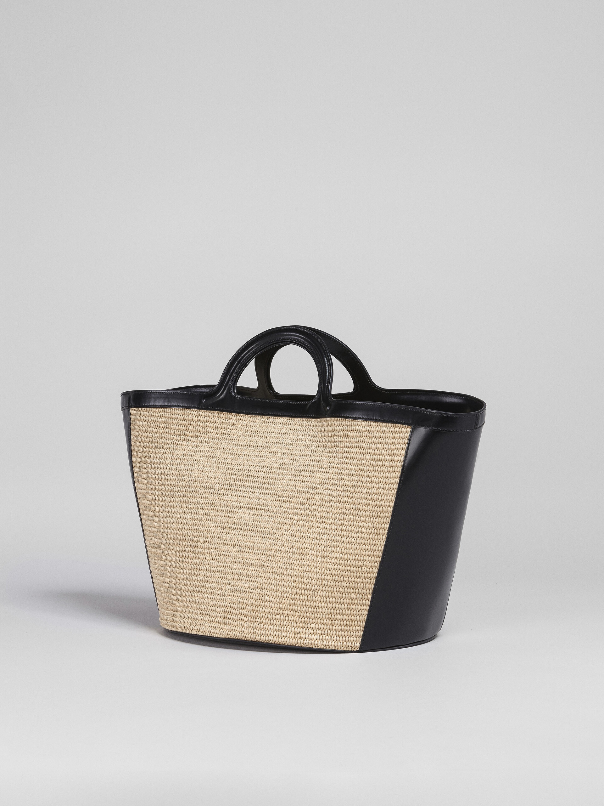 TROPICALIA LARGE BAG IN BLACK LEATHER AND RAFFIA - 3