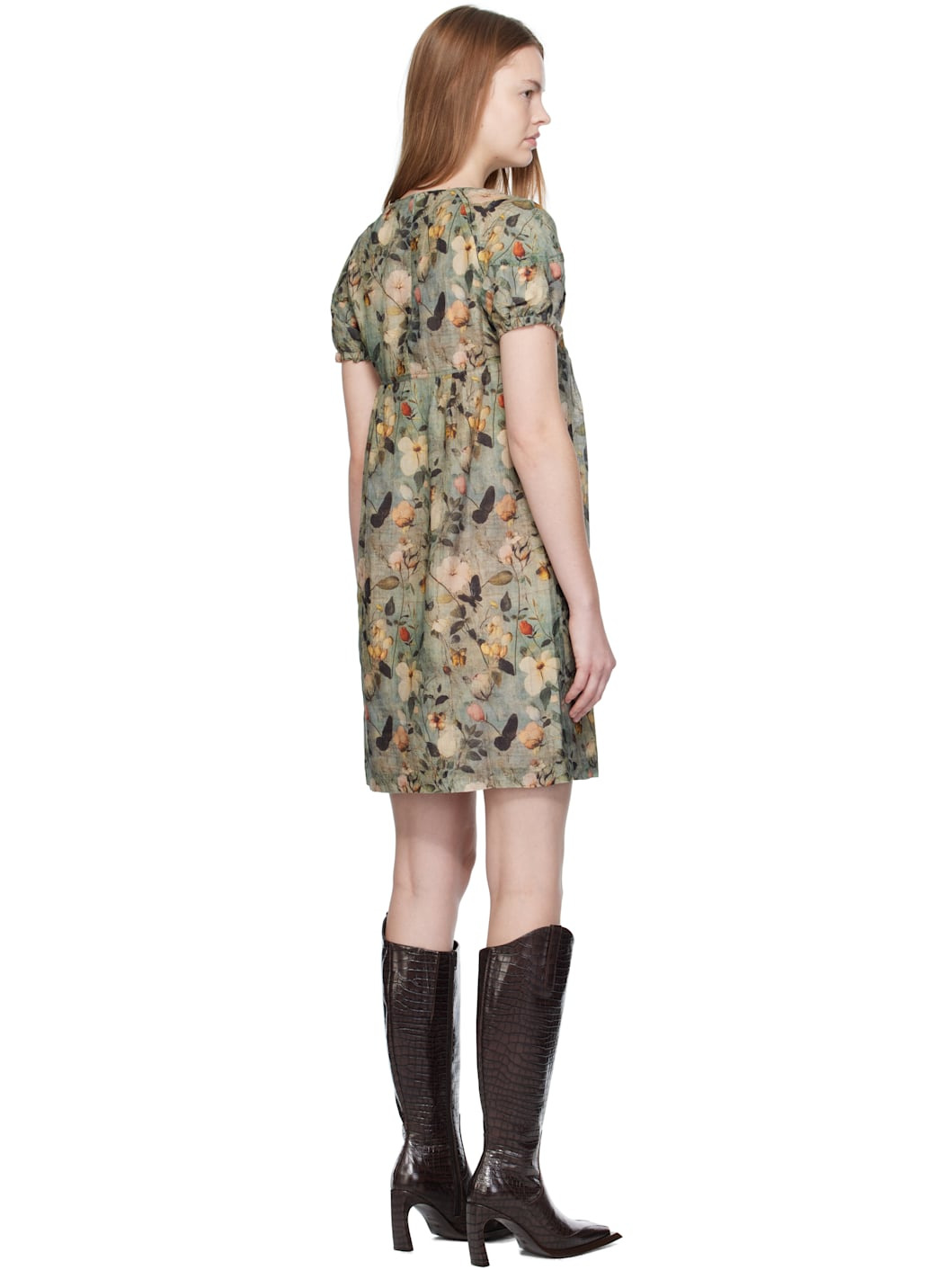 Green Raglan Sleeve Baby Doll Midi Dress - 3