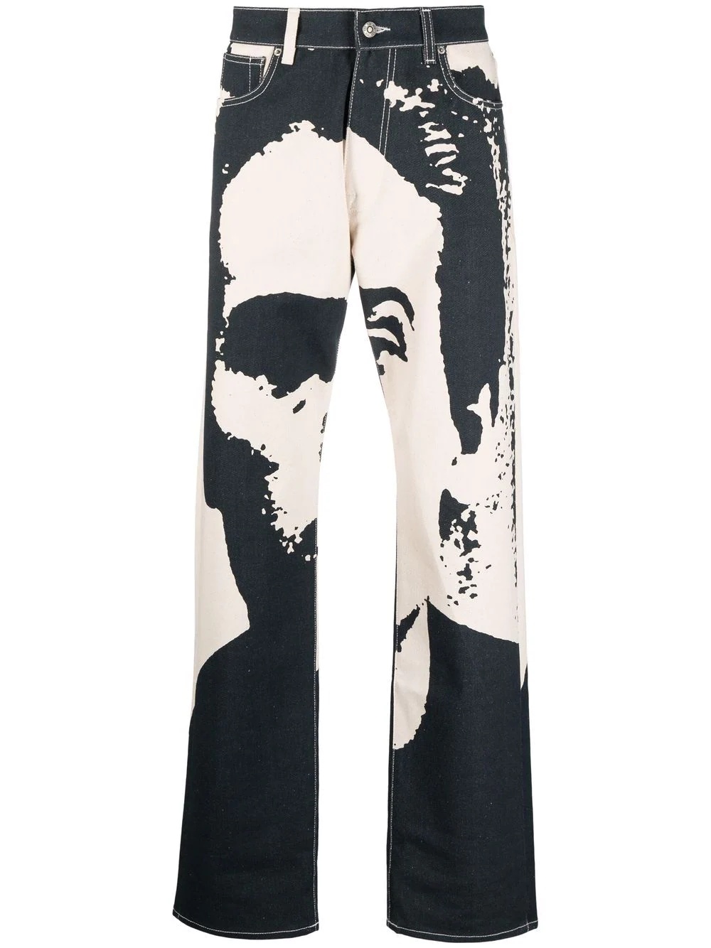 face print wide leg trousers - 1