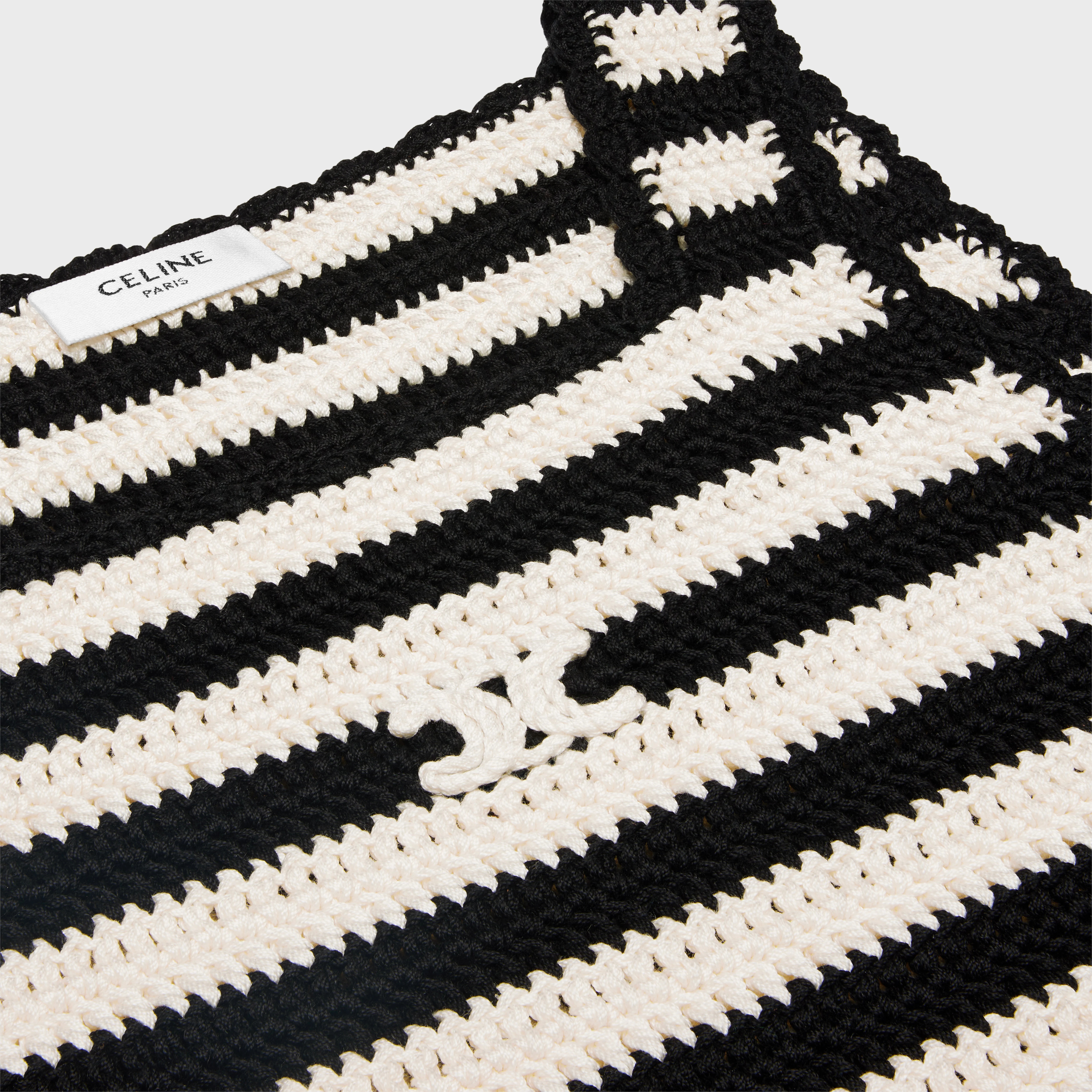 triomphe striped crop top in crocheted cotton - 3