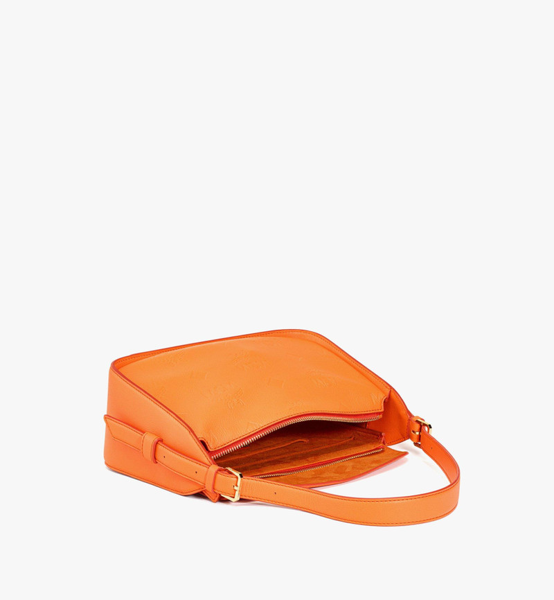 Aren Flap Hobo Bag in Embossed Monogram Leather 4