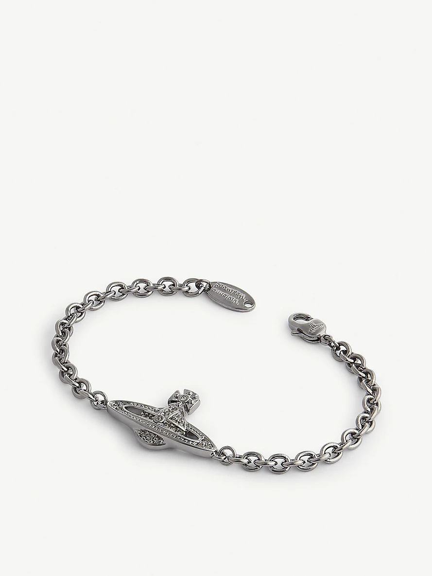 Mini Bas Relief gunmetal-tone and Swarovski crystal chain bracelet - 3