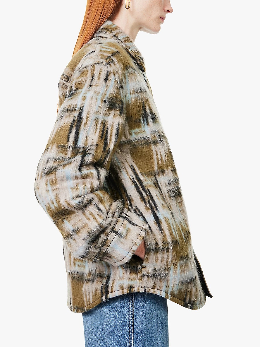 Checked brushed wool-blend jacket - 5