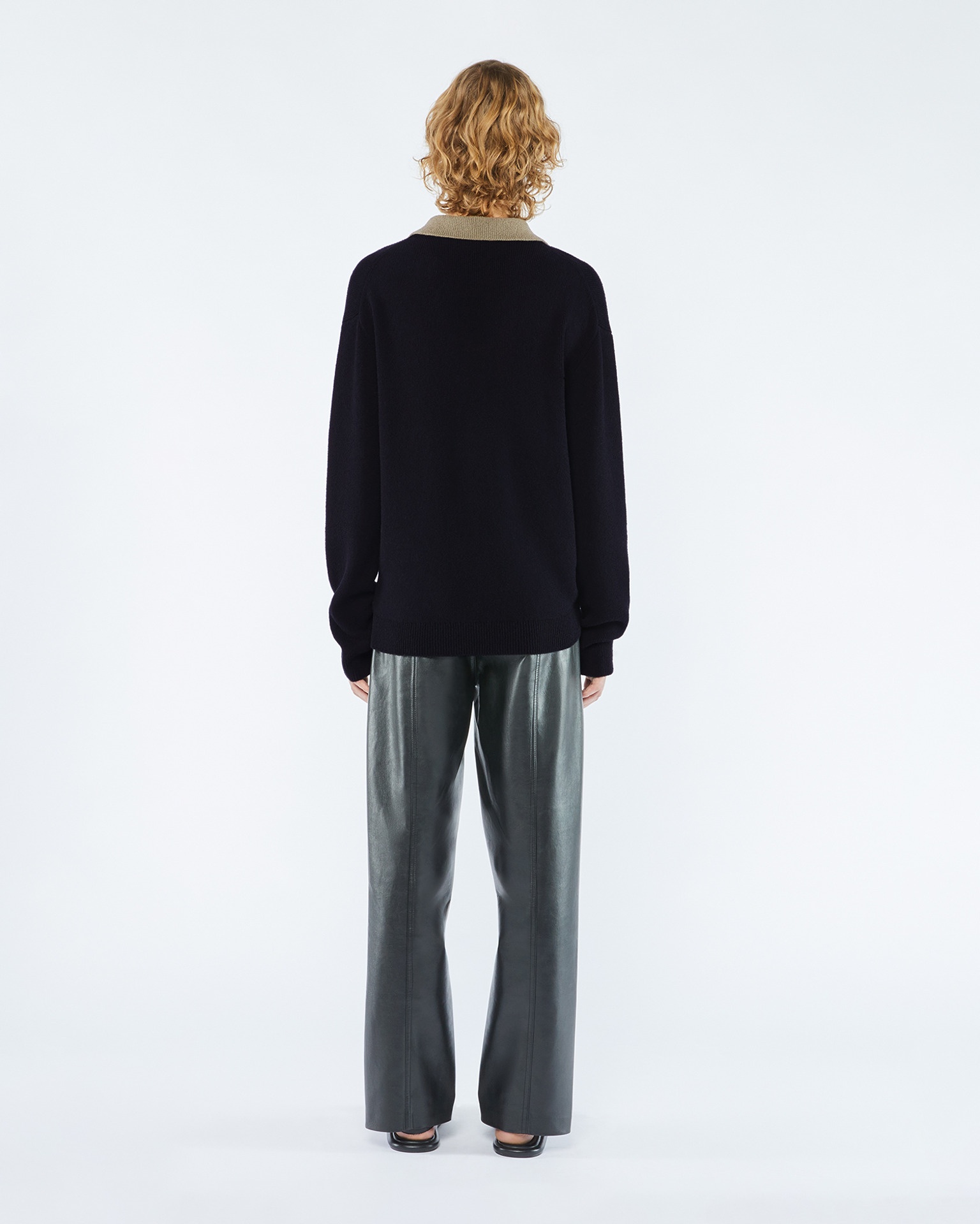 KAIROS - Long sleeve polo - Black/khaki - 4