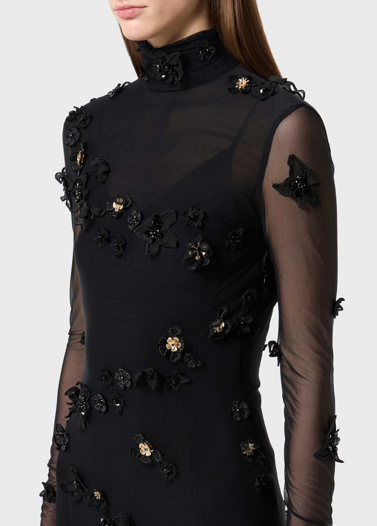 LONG TULLE DRESS WITH EMBROIDERY - 4
