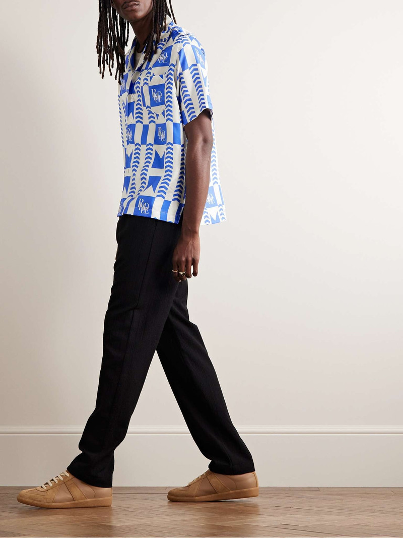 Rhude Camp-Collar Printed Silk Shirt outlook