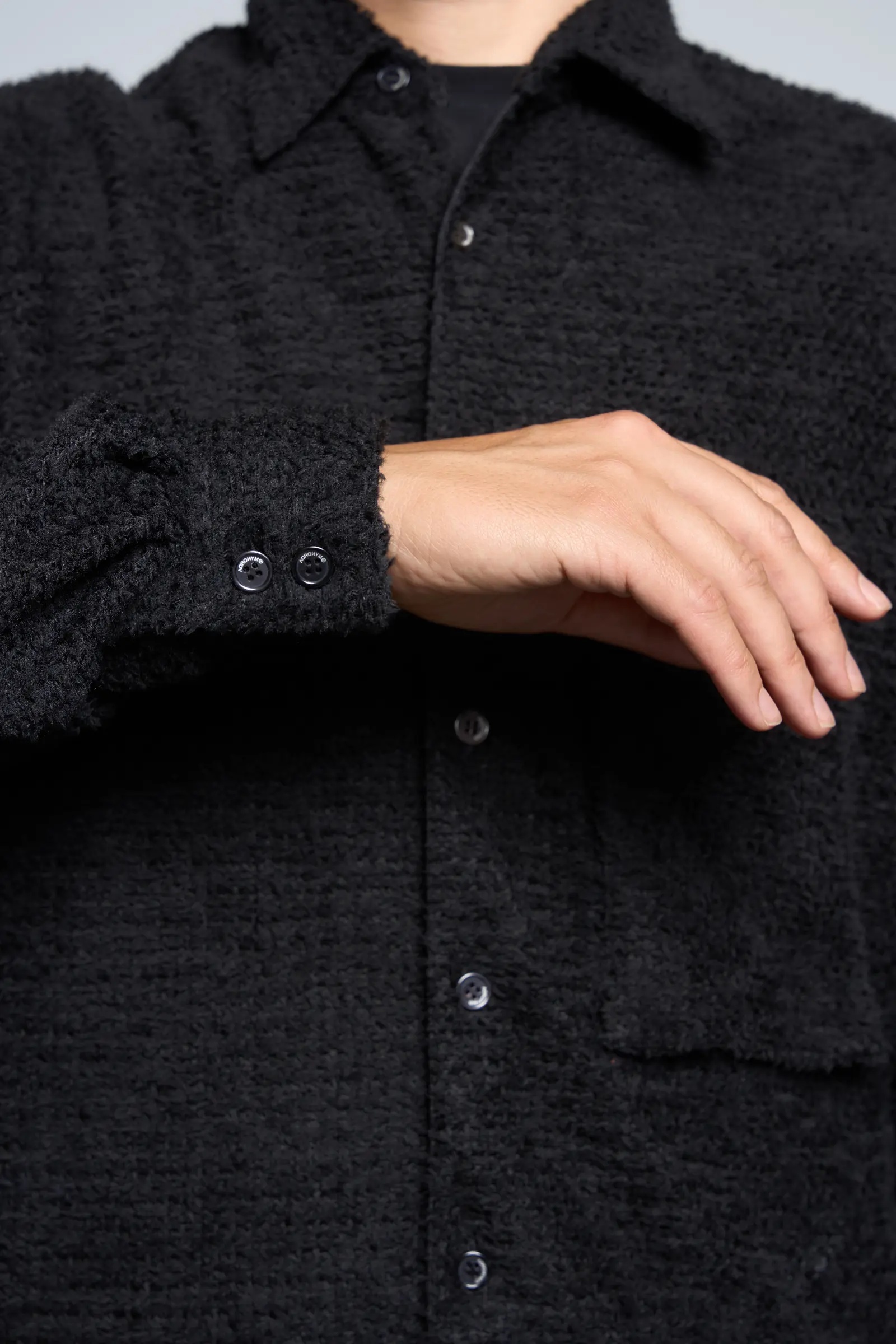 LA1-AD Lofted Knit Fiber Long Sleeve Shirt Black - 21