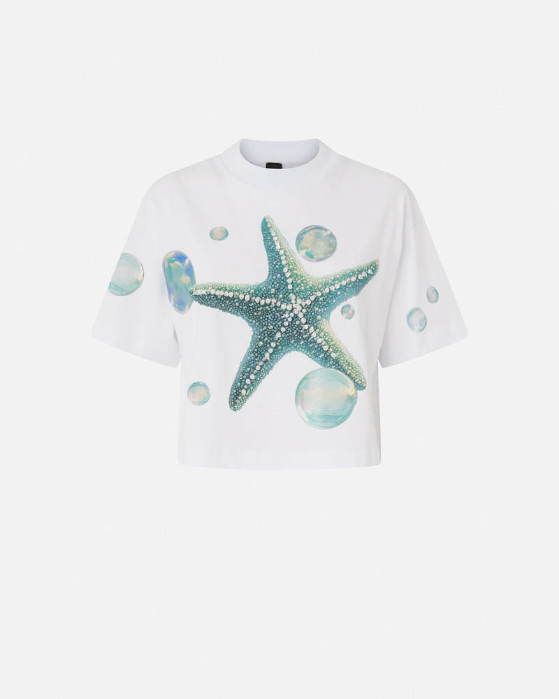 CROPPED T-SHIRT WITH PRINT AND APPLIQUÉS 1
