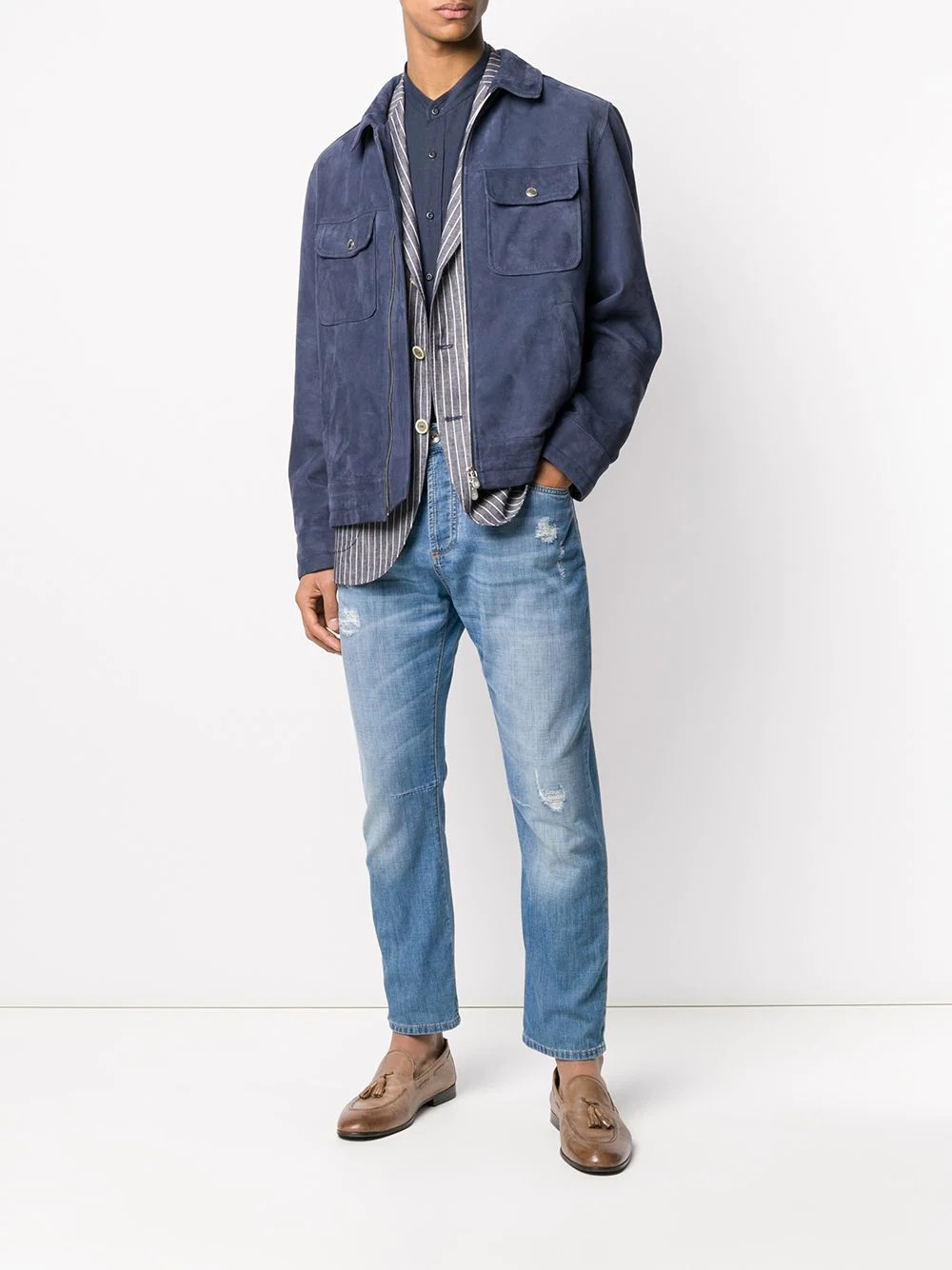 distressed straight-leg jeans - 2
