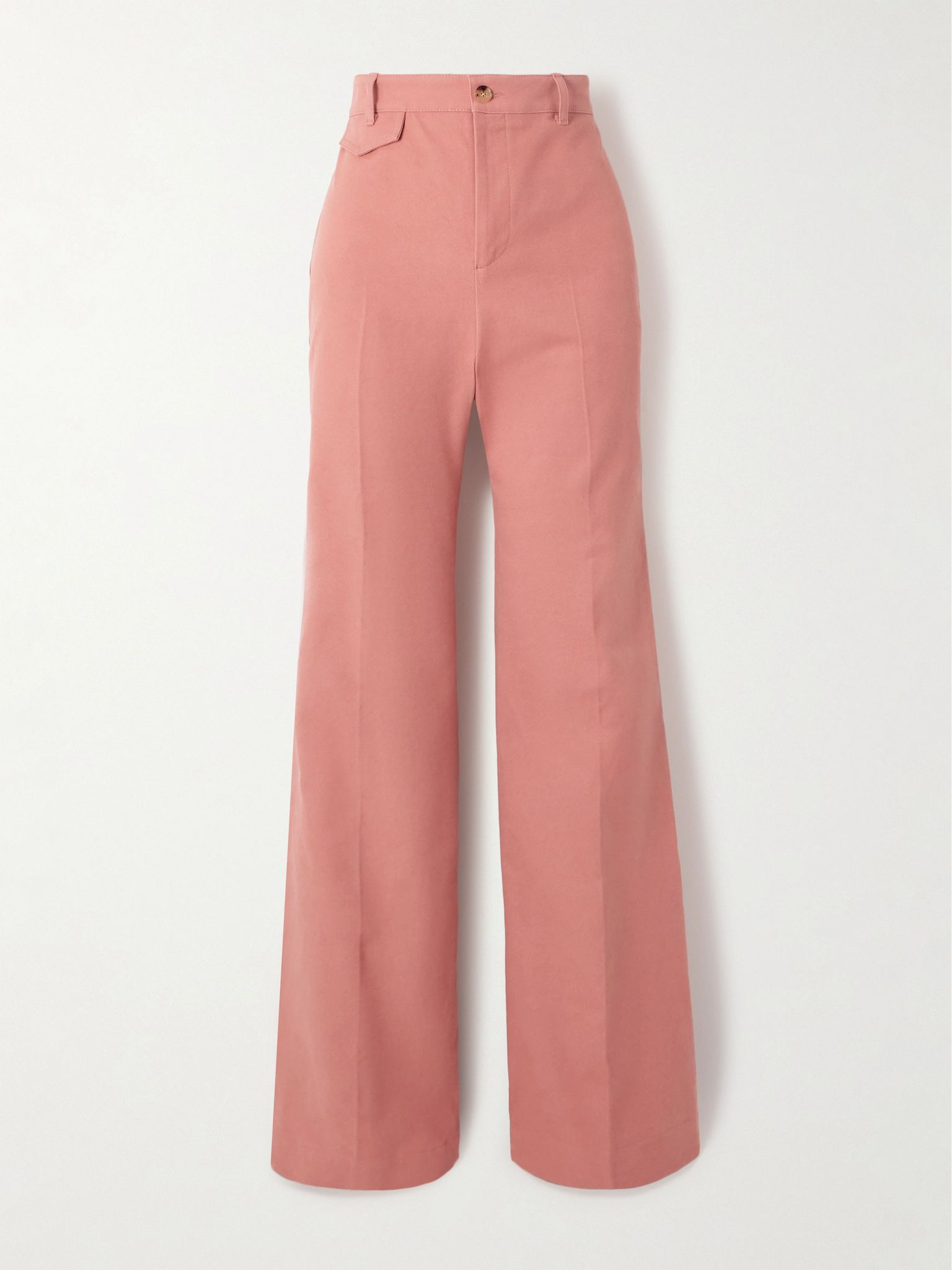 Organic cotton-canvas wide-leg trousers Pink - 1