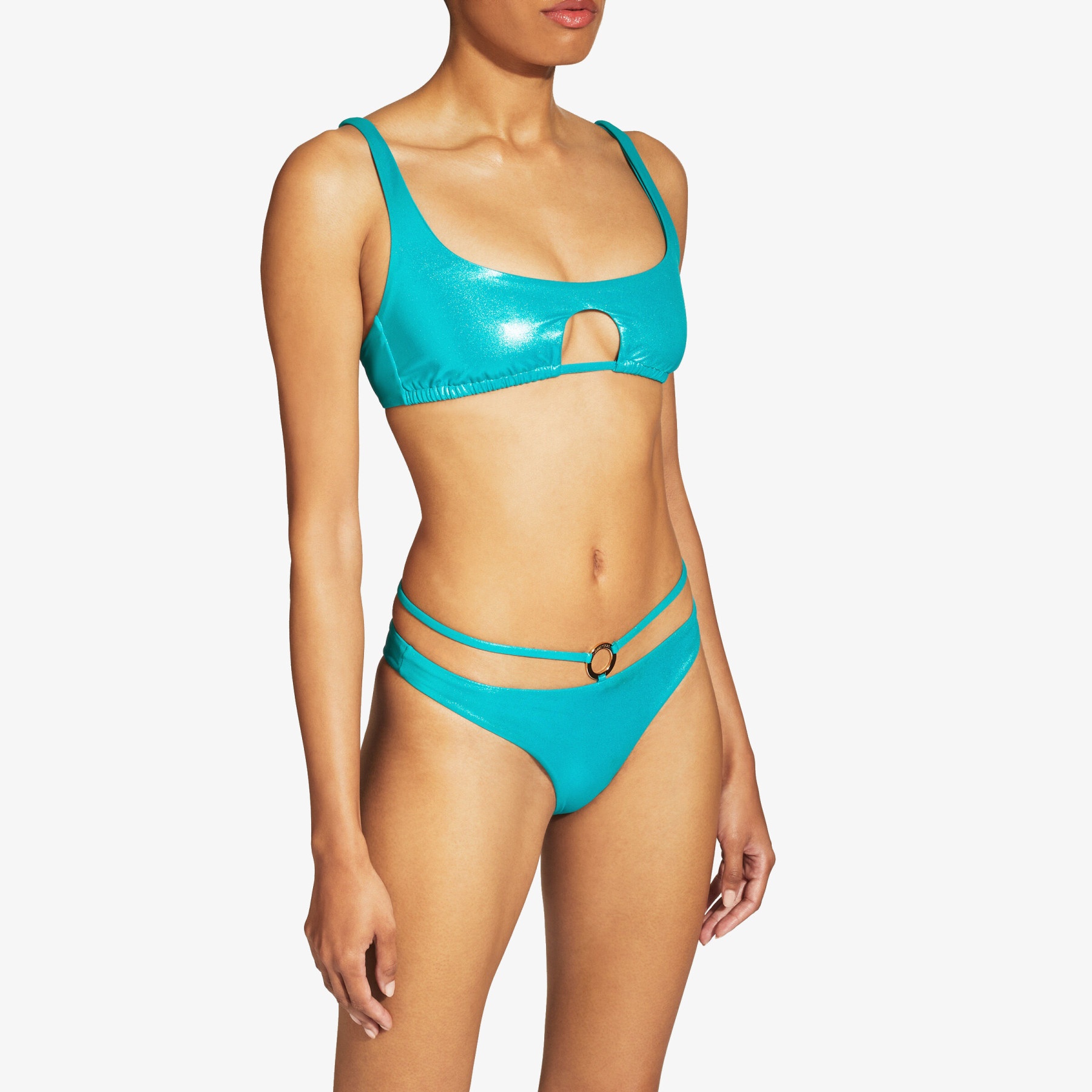 Cleora
Malibu Metallic Regenerated Nylon and Lyra Cut-Out Bikini Brief - 2