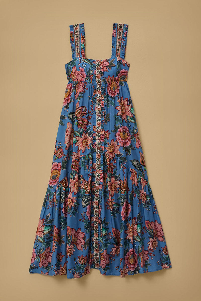 Blue Wonderful Bouquet Sleeveless Maxi Dress 7