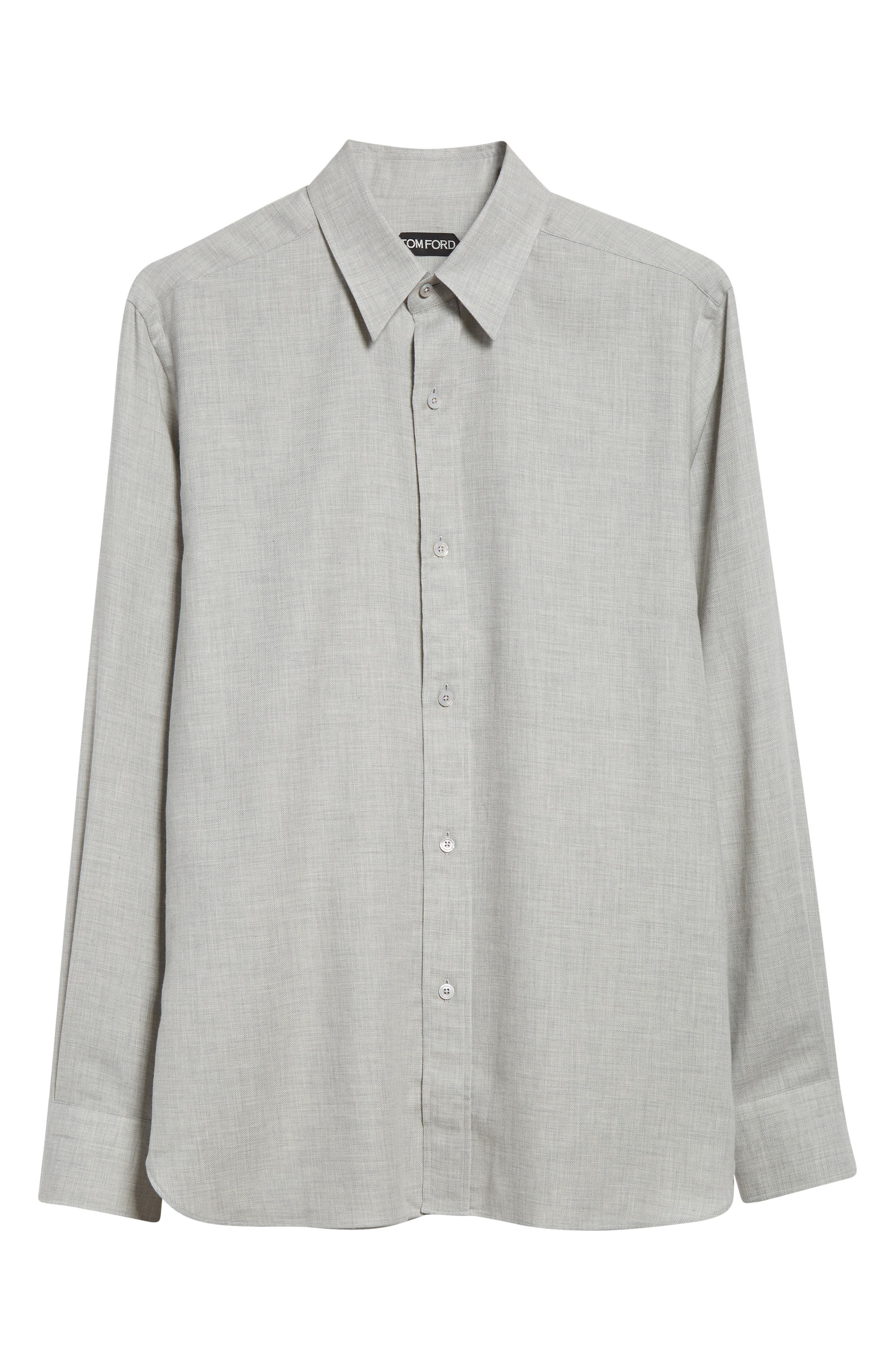 TOM FORD Cotton & Cashmere Mélange Twill Button-Up Shirt in Ig100 Grey at Nordstrom - 5