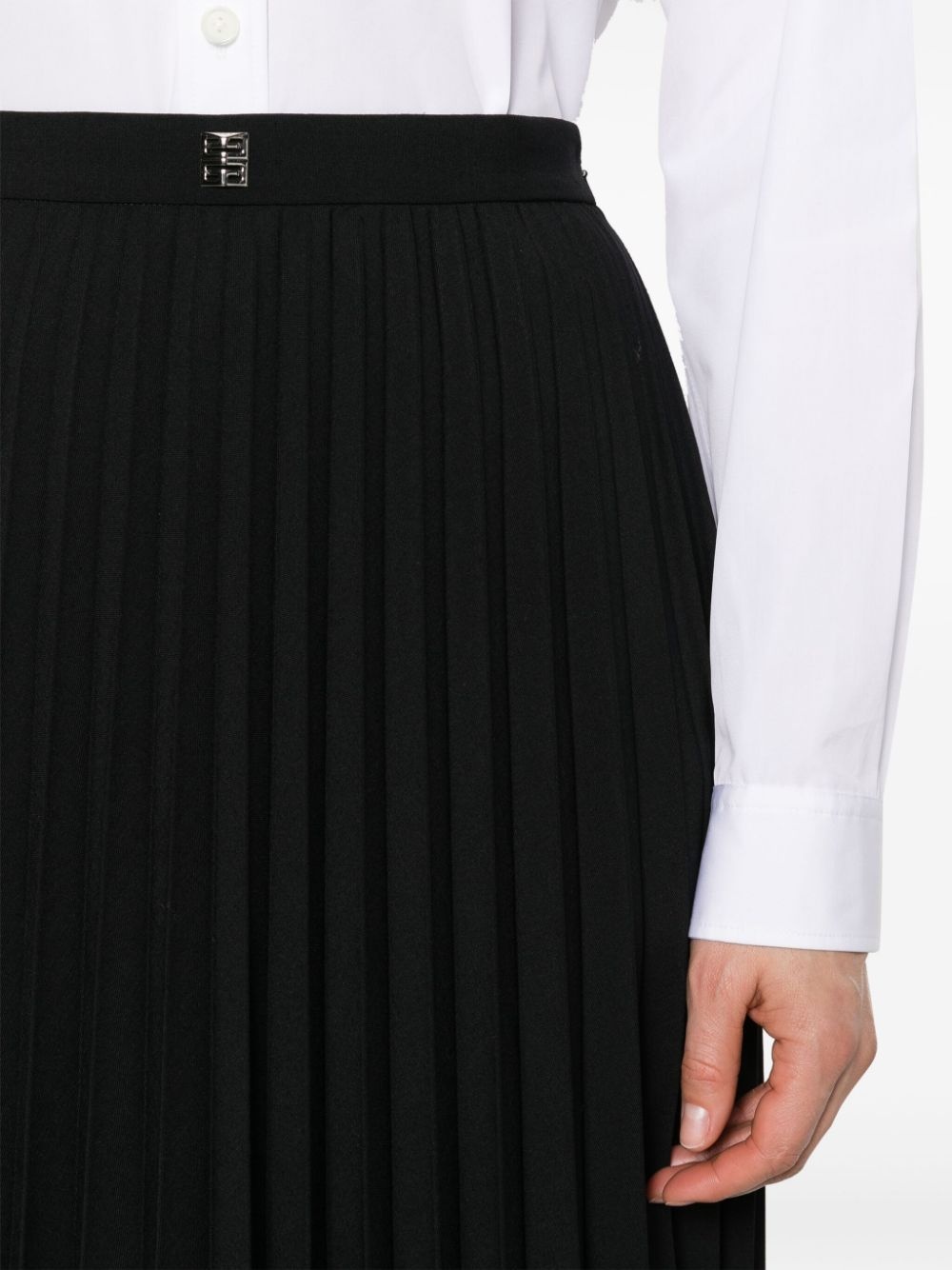 4G-plaque pleated midi skirt - 5