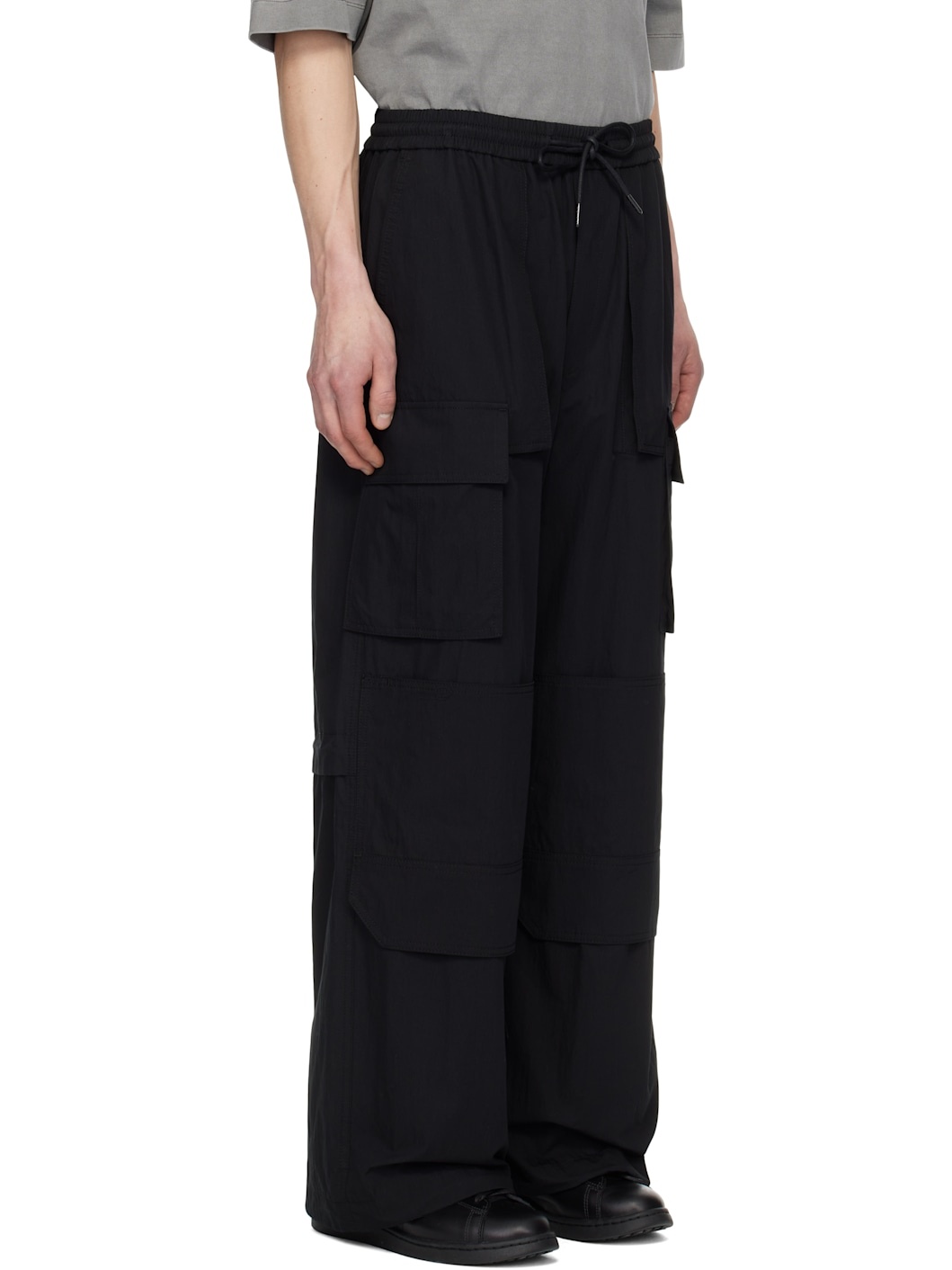 Juun. J Black Cotton Wide Work Cargo Pants - 2