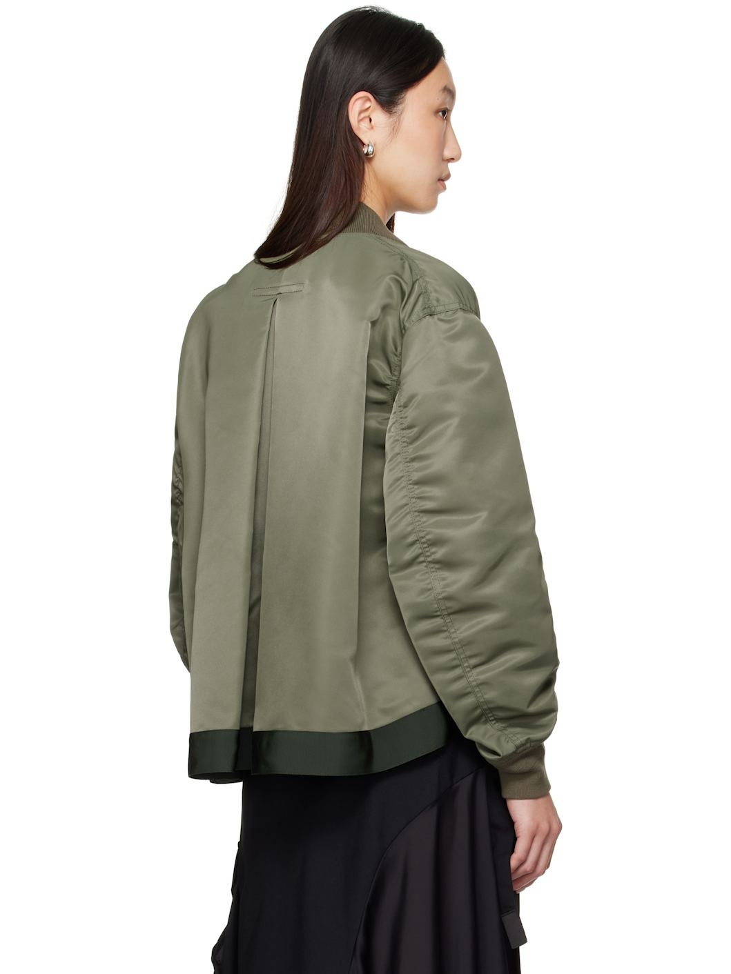 Khaki Nylon Twill Bomber Jacket - 3