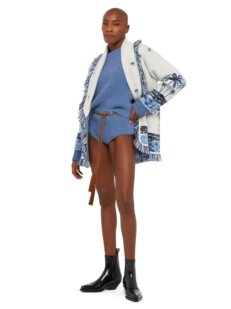 Alanui Knitted Ribbed Denim-No-Denim Culotte outlook