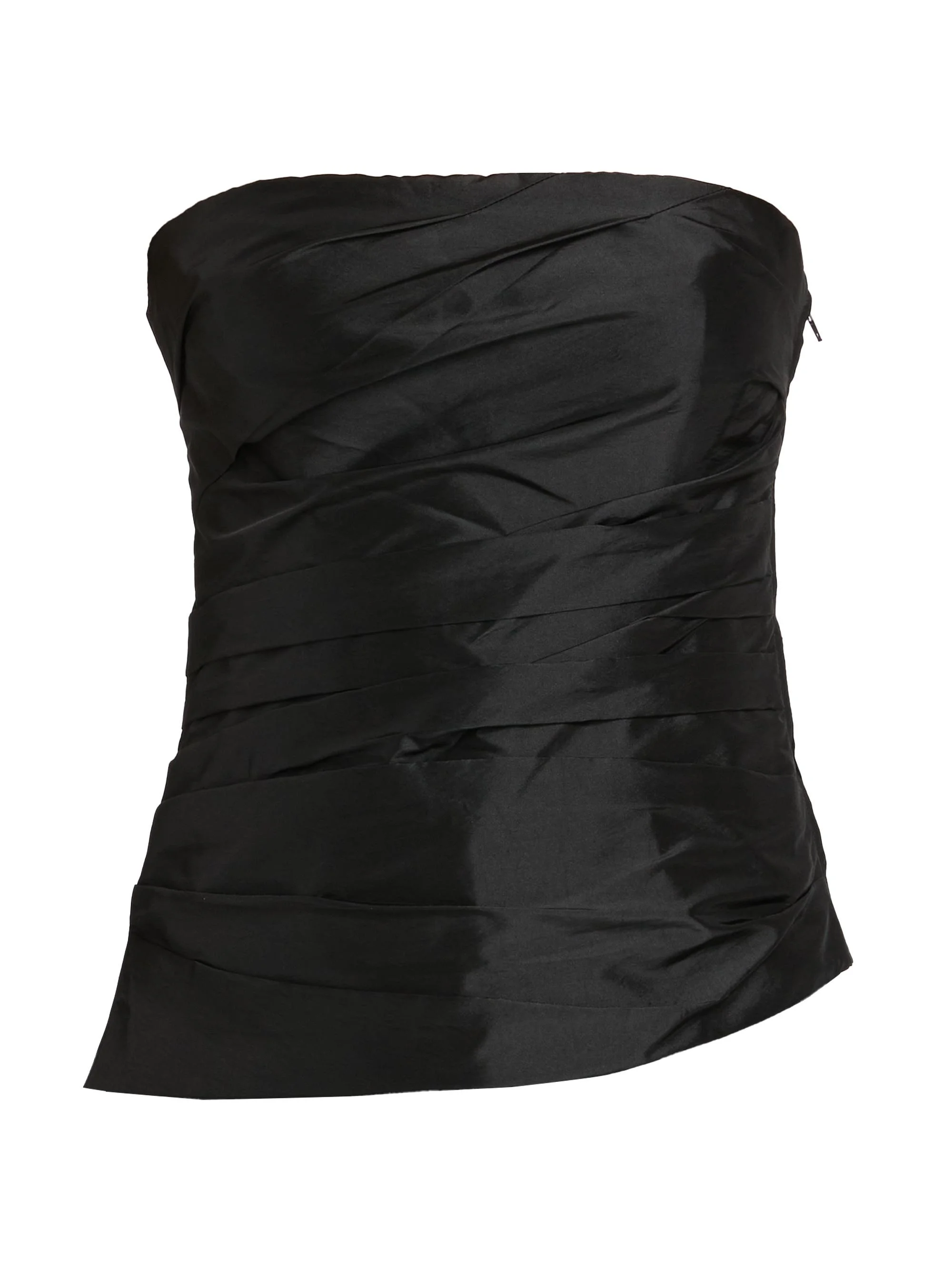 Women's Emerson Gathered Satin Bustier Top - Black - 1