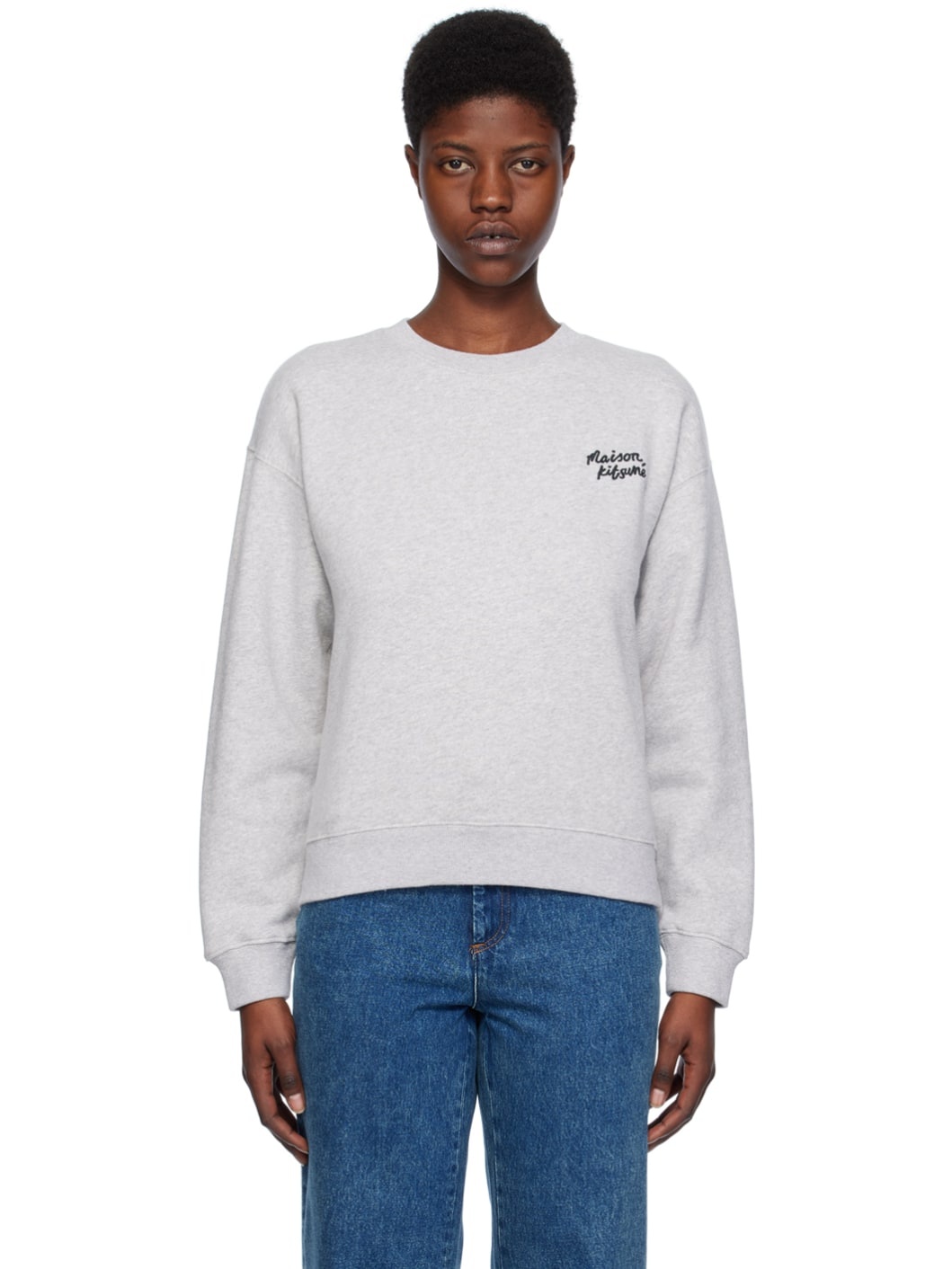 Gray 'Maison Kitsuné' Handwriting Sweatshirt - 1