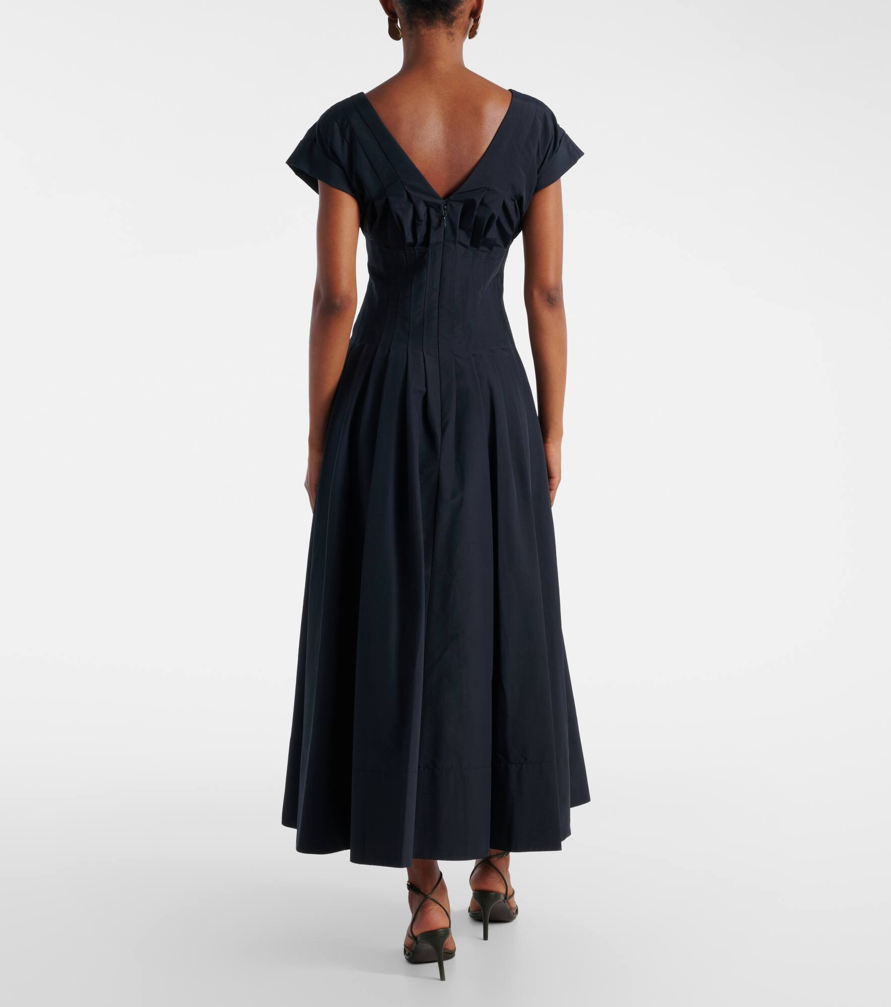 Nina pleated cotton-blend midi dress - 3