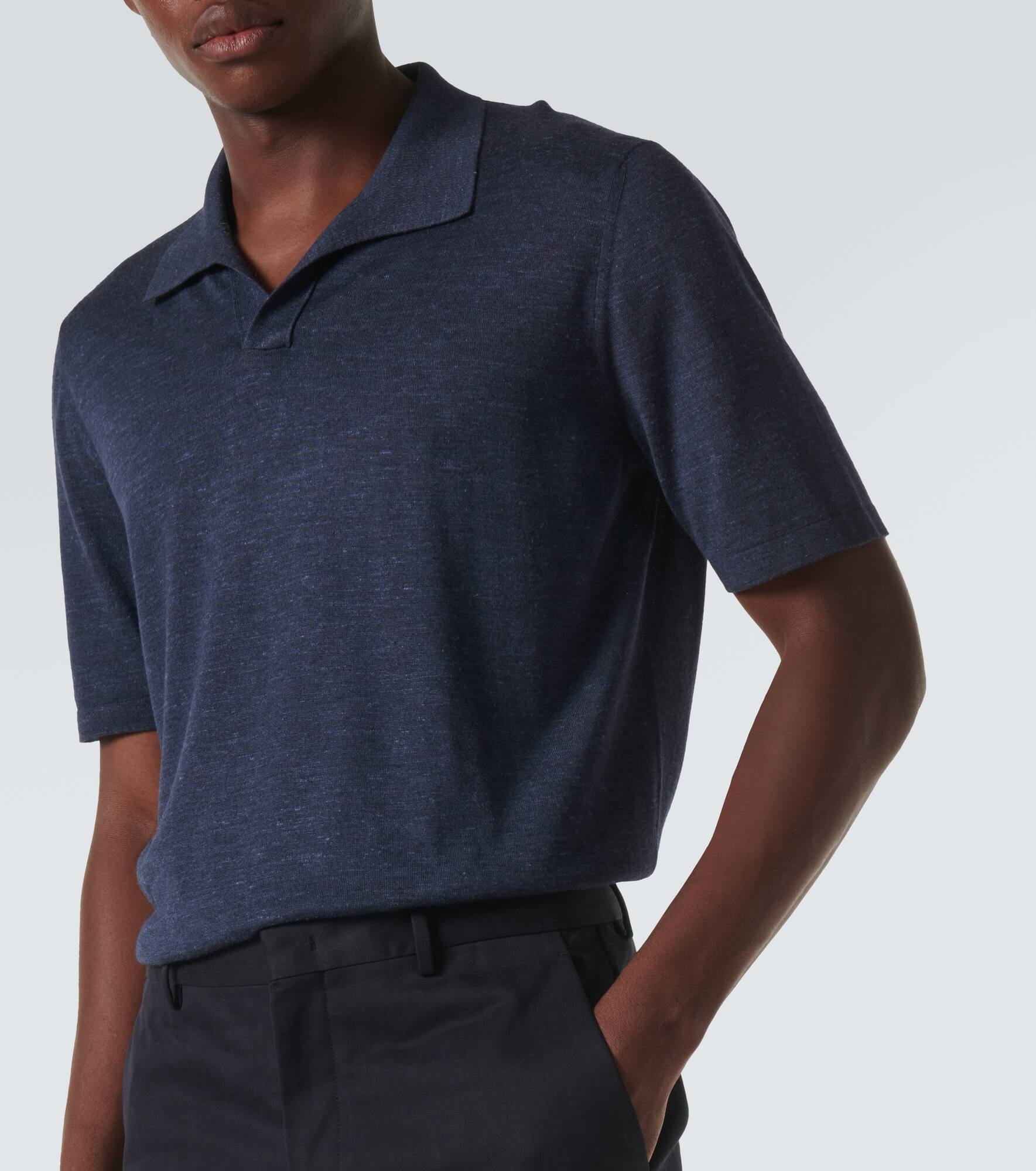 Cool silk, cashmere, and linen polo shirt - 5