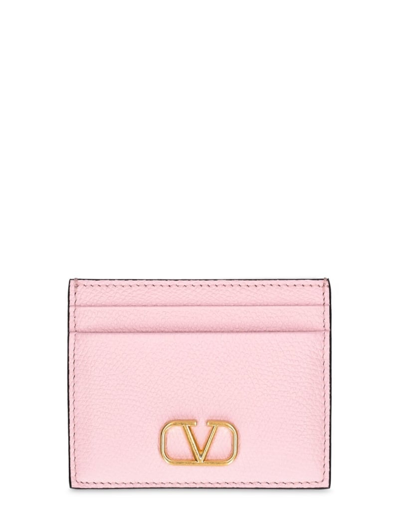 V Logo soft leather card holder - 1