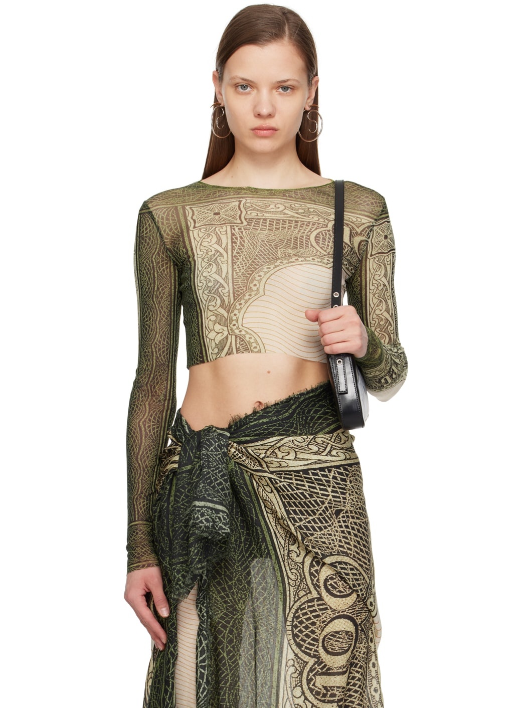 Green & Off-White 'The Cartouche' Long Sleeve T-Shirt - 1