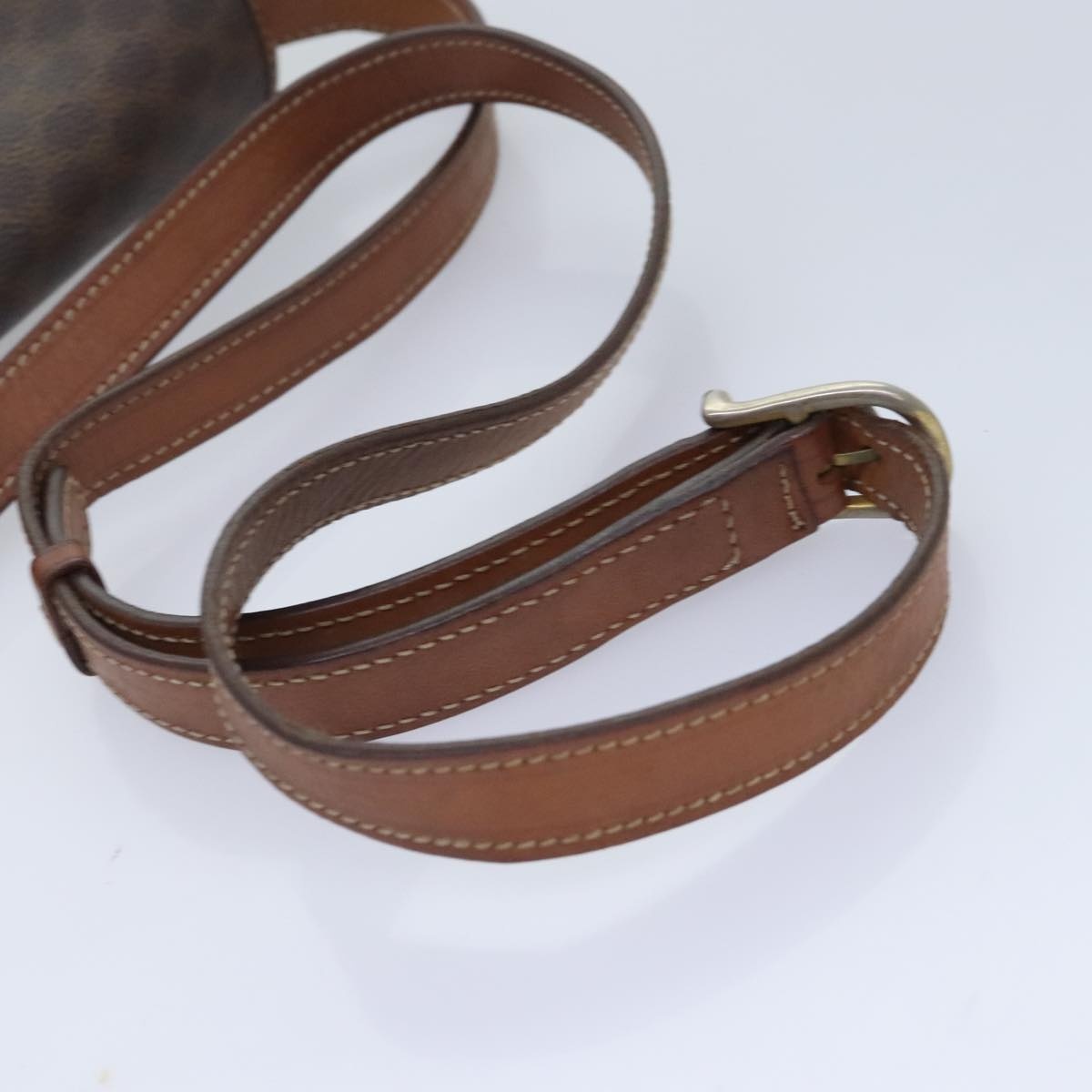 CELINE Macadam Canvas Circle Shoulder Bag Pvc Leather Brown Gold - 7
