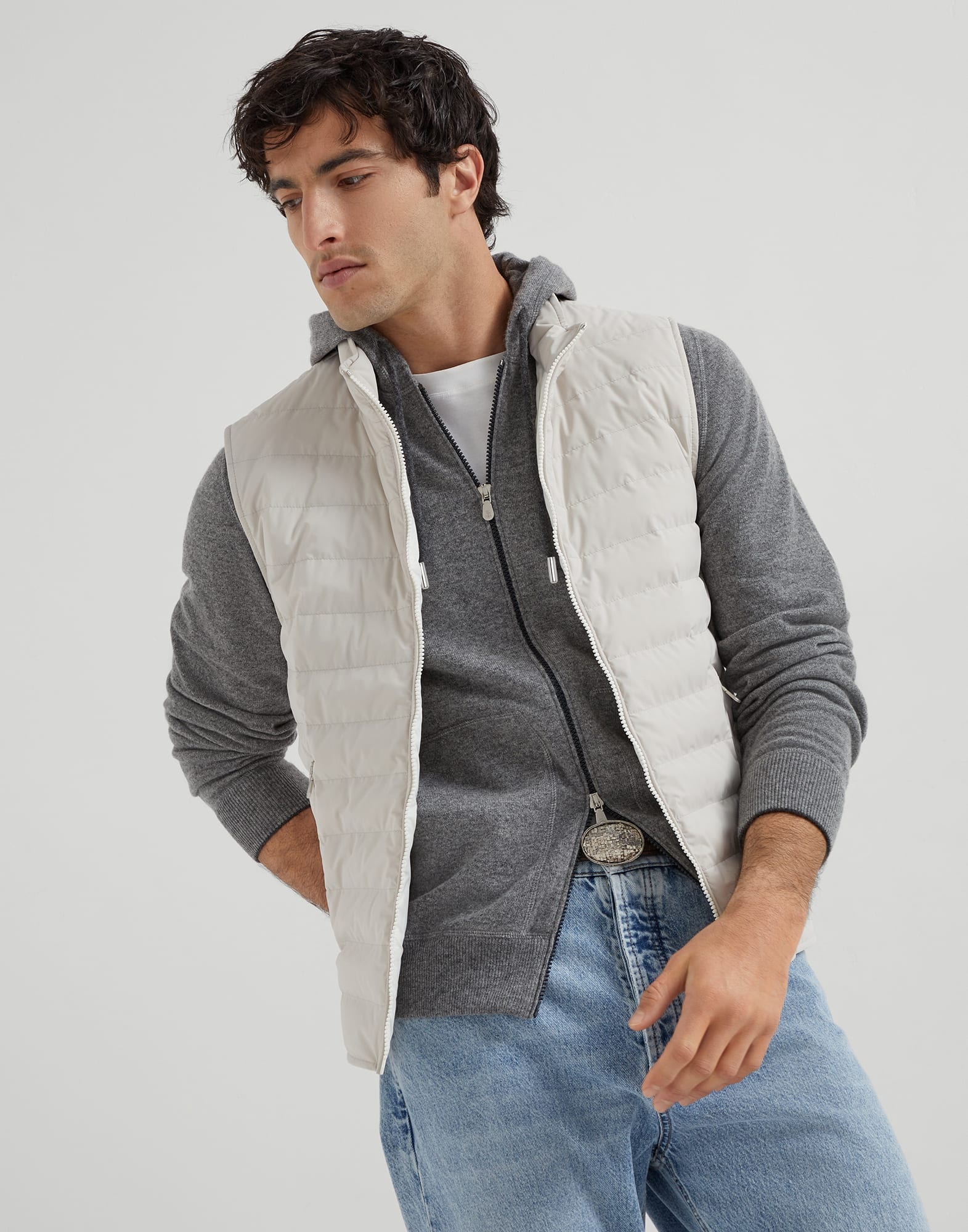 Cashmere sweatshirt-style cardigan with hood - 4
