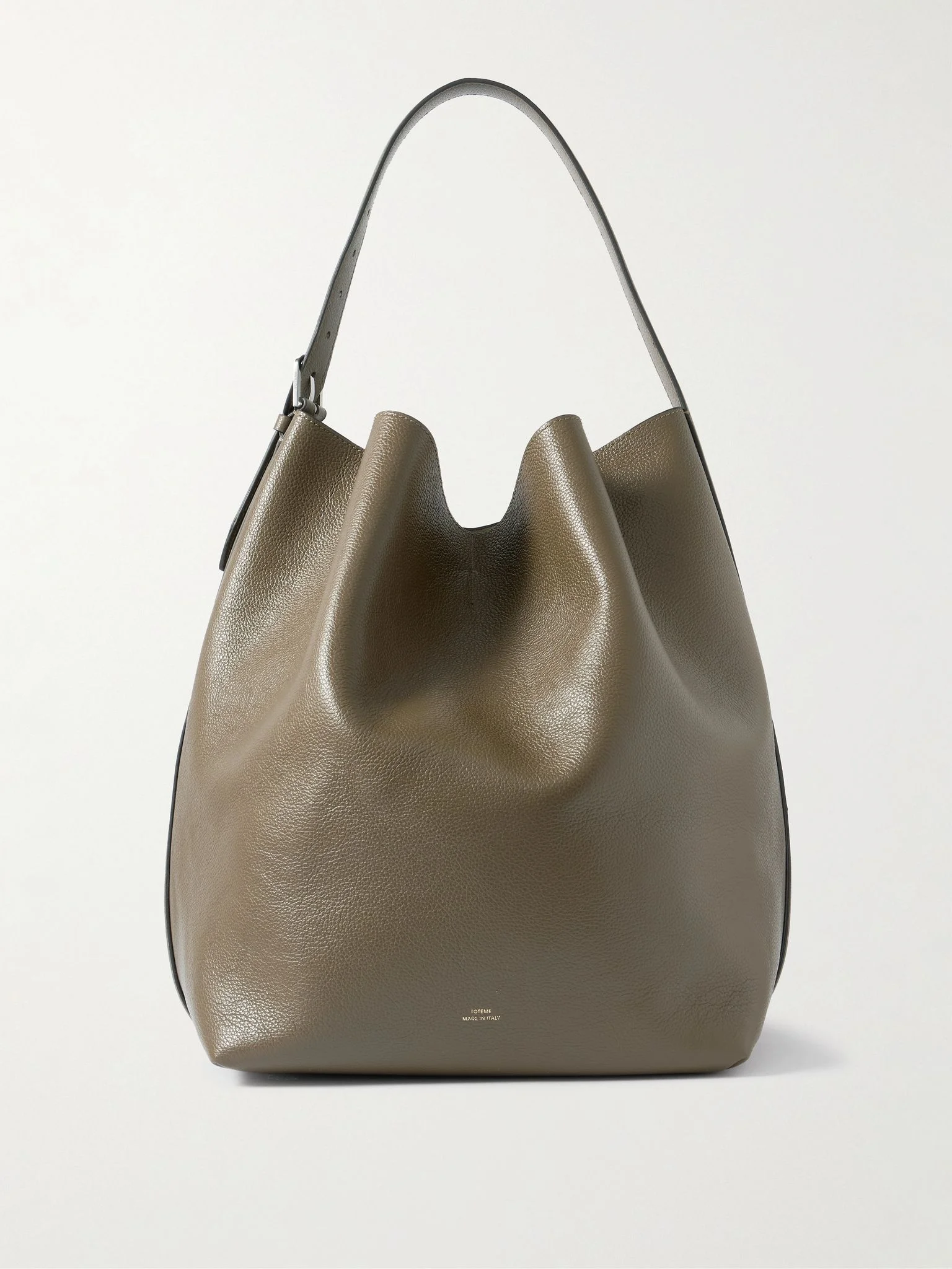 Textured-leather tote Taupe - 1