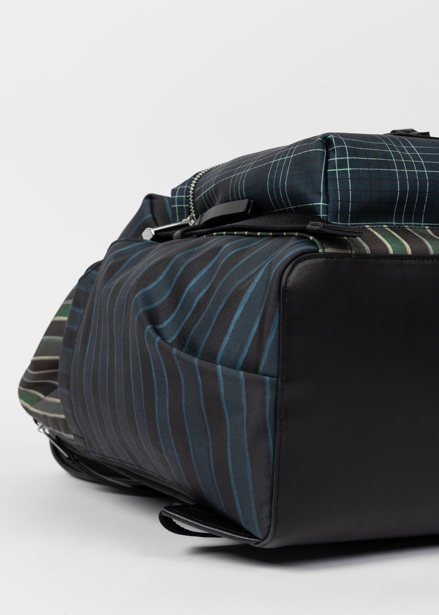 Multicolour Mixed Check and Stripe Backpack - 3
