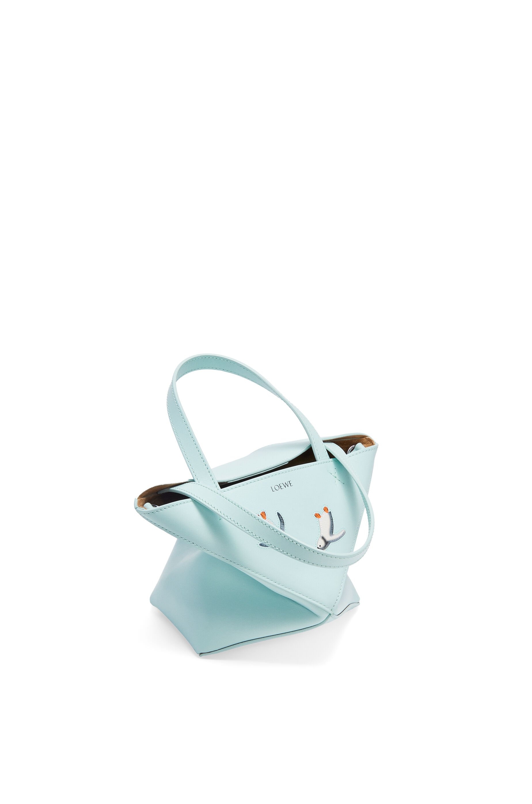 Penguin mini Puzzle Fold tote in shiny calfskin - 4