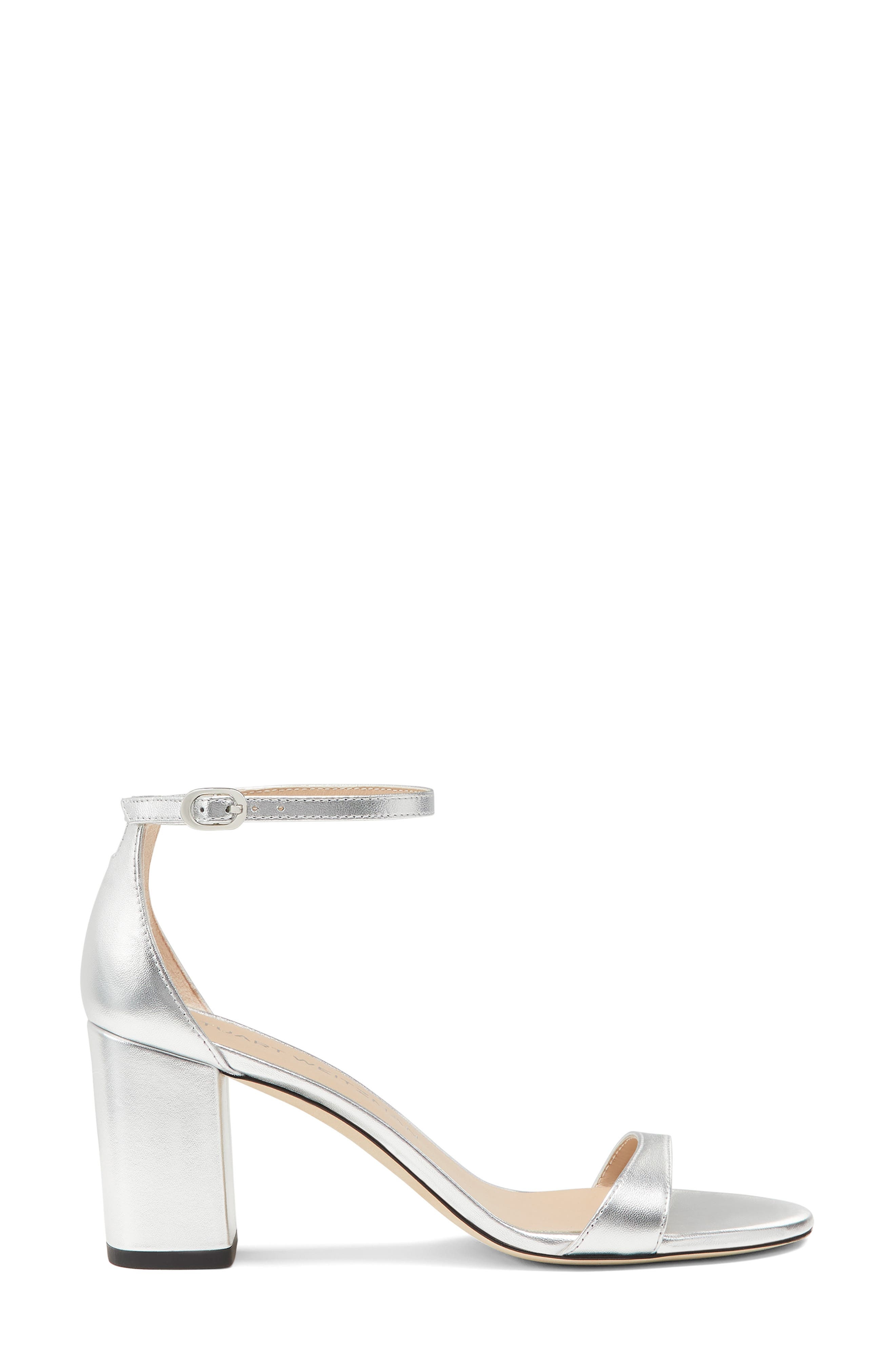 Stuart Weitzman Nudist Block 75 Sandal in Silver at Nordstrom - 2
