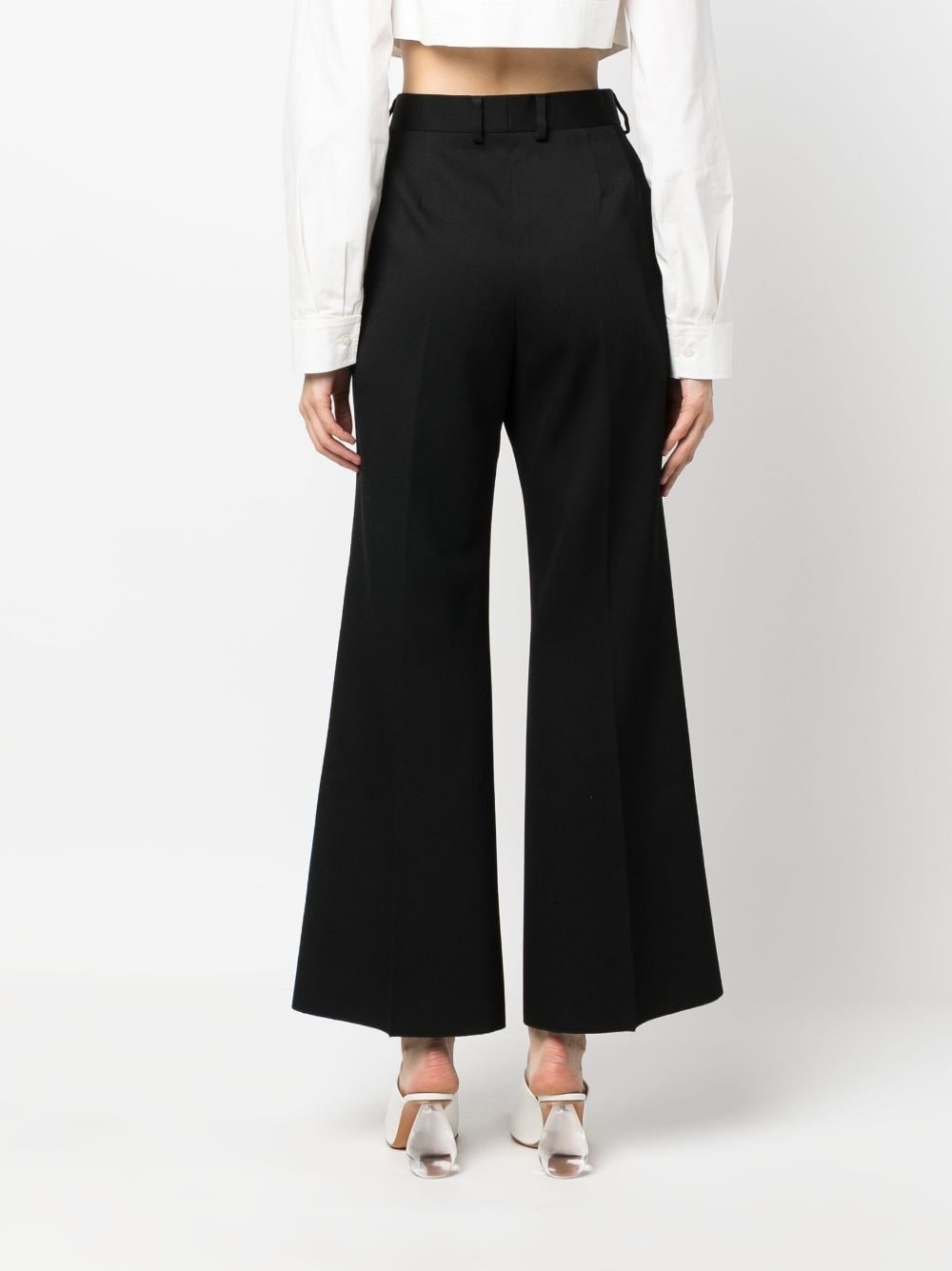flared cropped wool trousers - 4